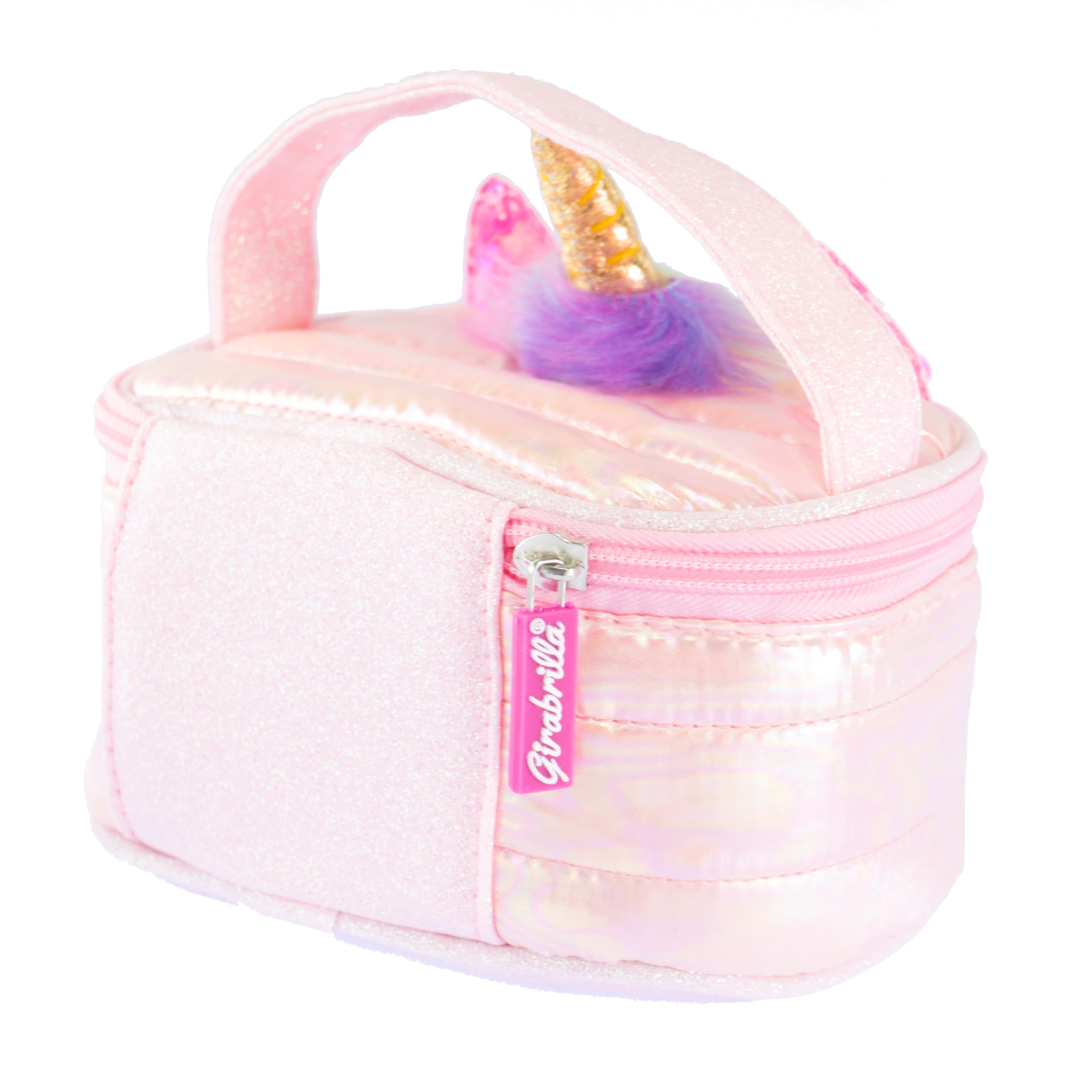 Girabrilla Puffer Unicorn Case Pink, 1 Mini Drzwi Przedmioty Różowy z Opalizującym Jednorożcem