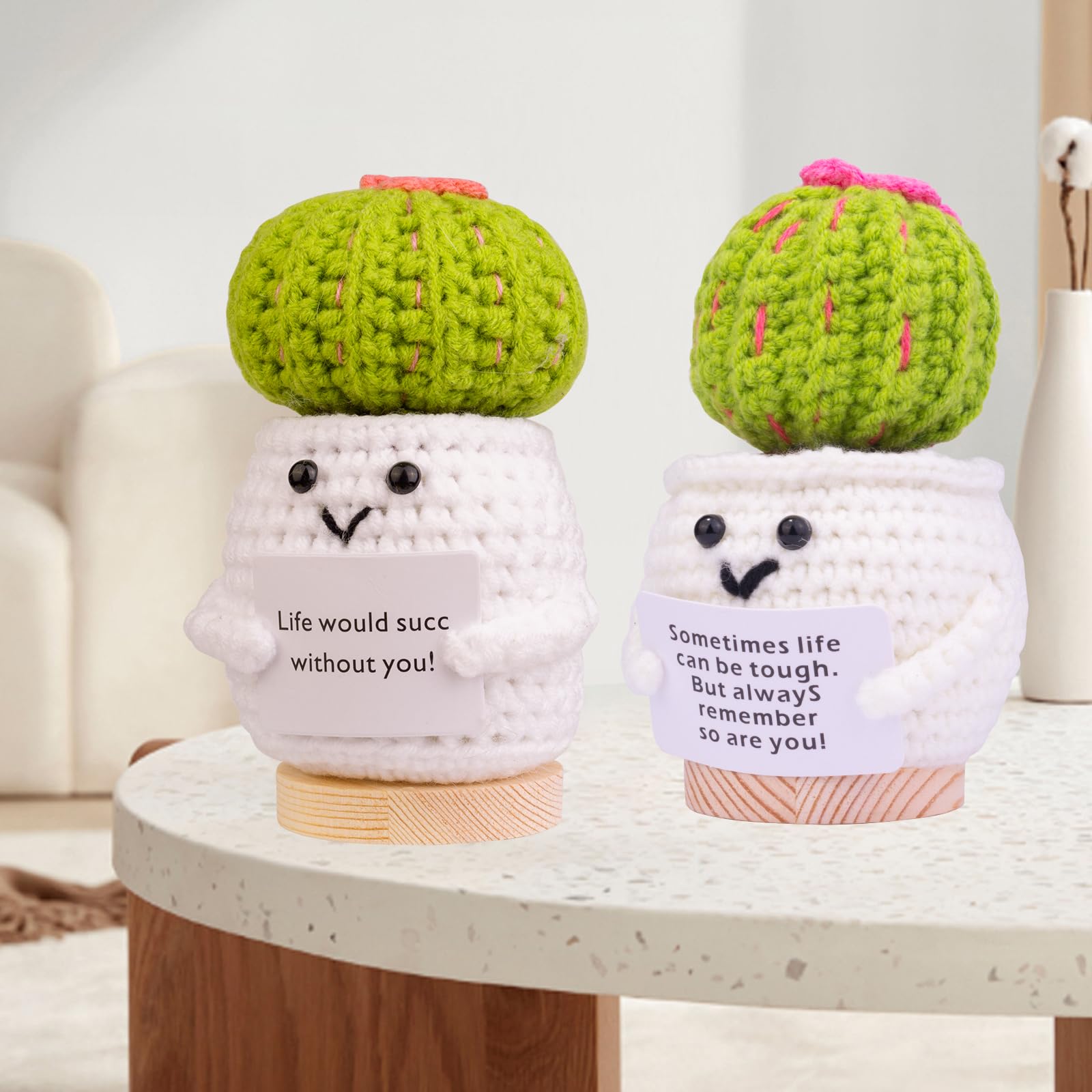 Plante Artificielle Artisanale Au Crochet Pour Bureau, Tricotée à La Main Pour, Poupées Inspirantes En Cadeau Apaisant Pleine Conscience