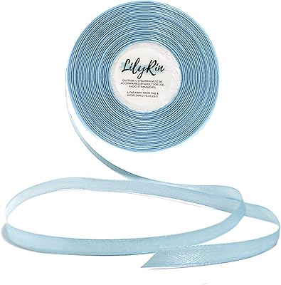 Light Blue Ribbon 1/4 Inches 36 Yards Satin Roll Perfect for Art, Wedding, Wreath, Baby Shower, Packing Birthday, DIY Hair...