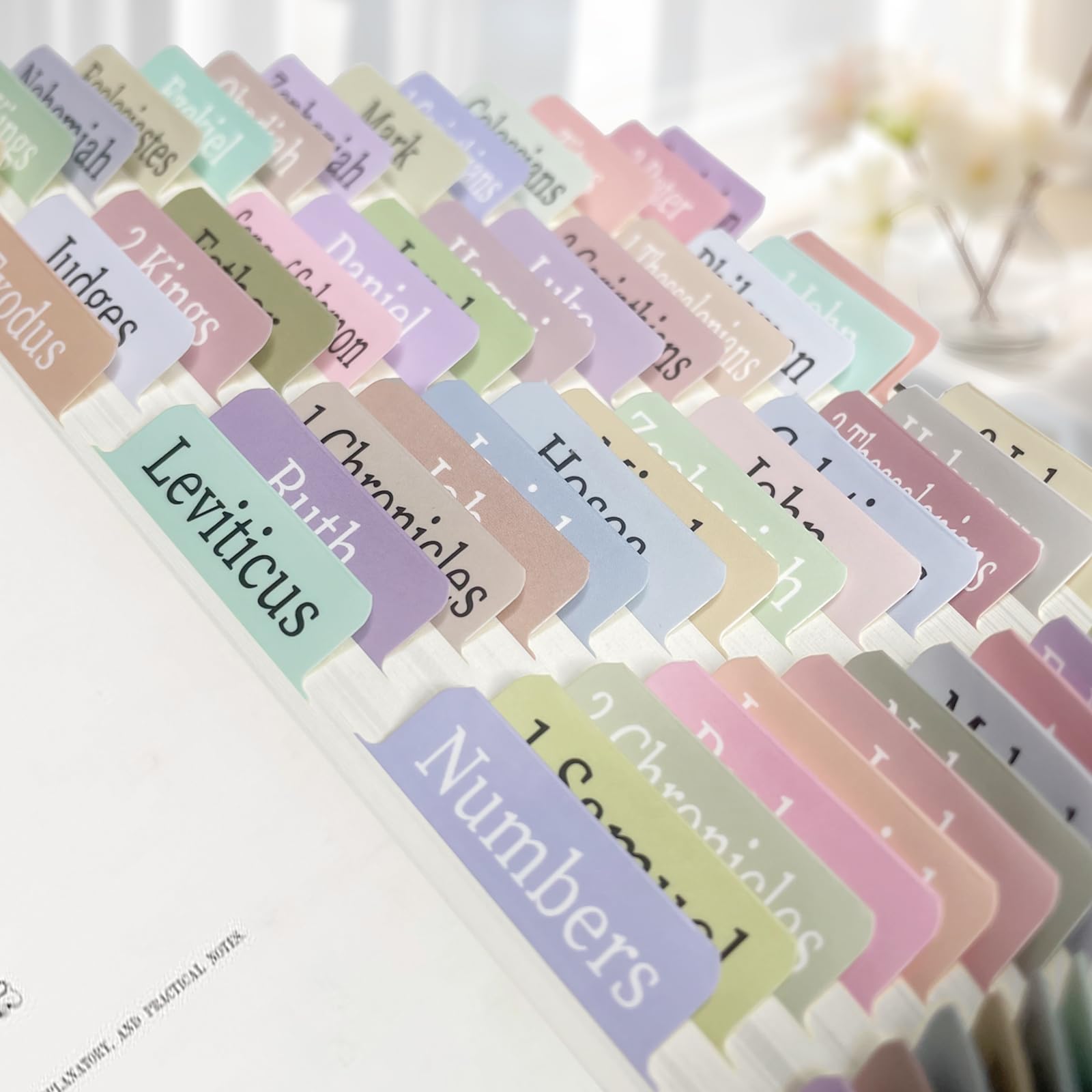 Colorful Bible Tabs for Adults Kids, 100 Pcs Large Print Catholic Bible Tabs, Laminated and Repositionable, Easy to Read & Tear-Resistant