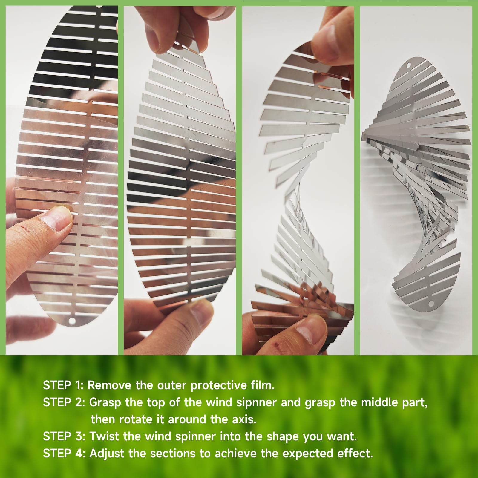 Bird Deterrents for Outside, 12PCS Double-Sided Reflective 3D Stainless Steel Wind Spinners for Yard and Garden Decor, Bird Scare Devices to Scare Birds Away from Yard Patio Farm(Fishbone)