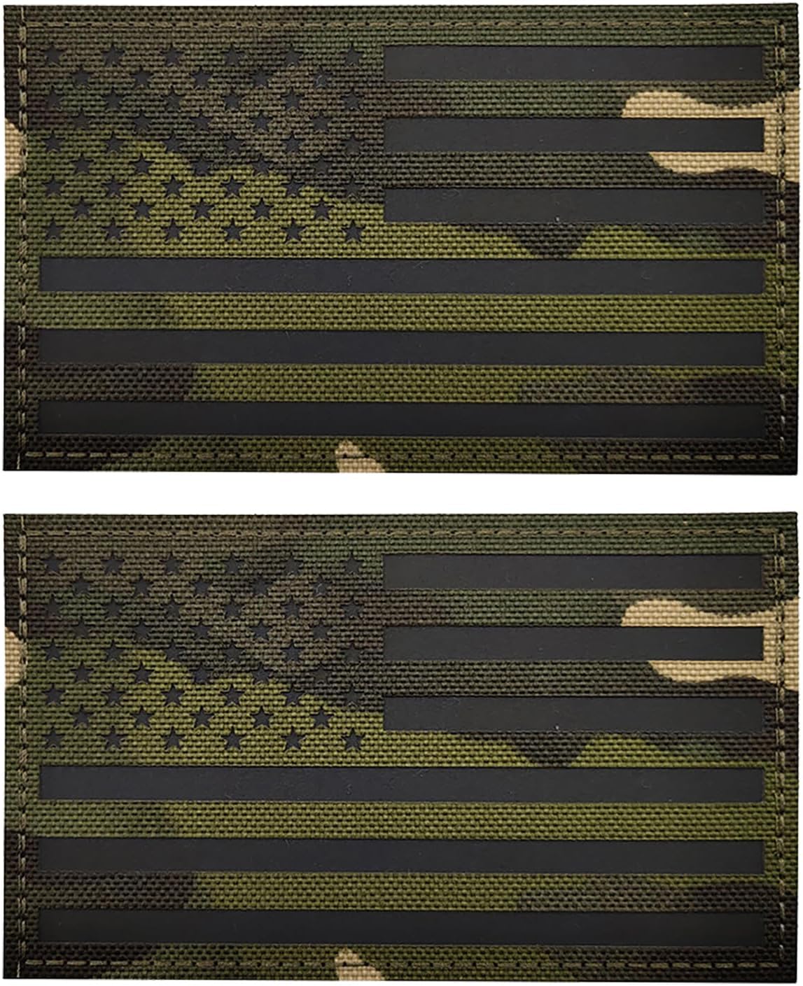 2PCS America American Flag Patches IR Infrared Reflective Patch Laser Cut Patch Hook and Loop(5x3 Inch Green CP)
