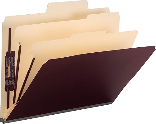 Smead Carpeta de clasificación SuperTab con cierres SafeSHIELD, pestaña de gran tamaño, 2 divisores, expansión de 2 pulgadas, tamaño carta, granate,