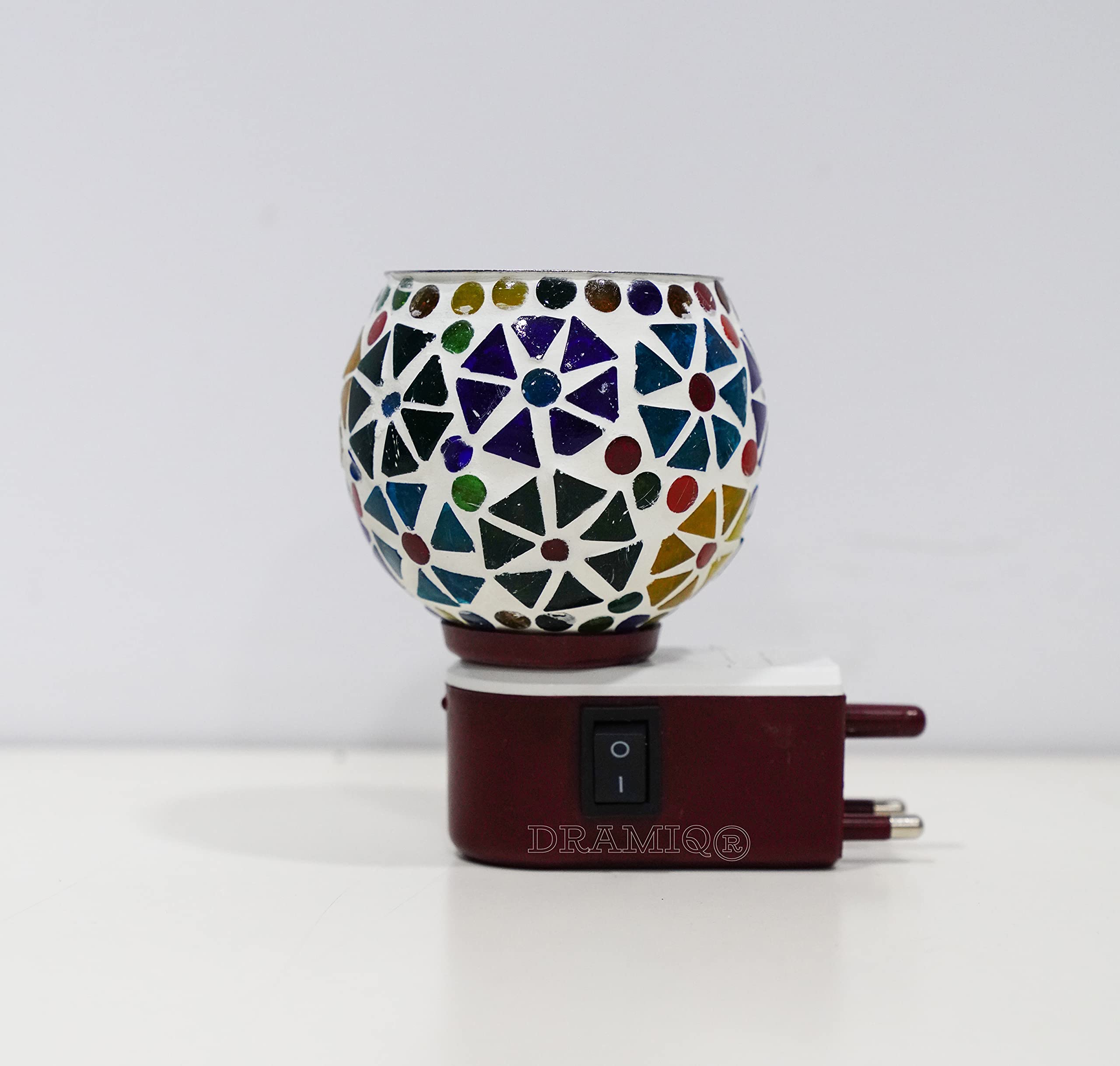 DRAMIQ® Beautiful Ceramic Kapoor Dani/Aroma Diffuser Cum Night Lamp Great Craftsmanship Essential Oil Diffuser Made in India Electrical Camphor Diffuser On-Off Switch for Heating