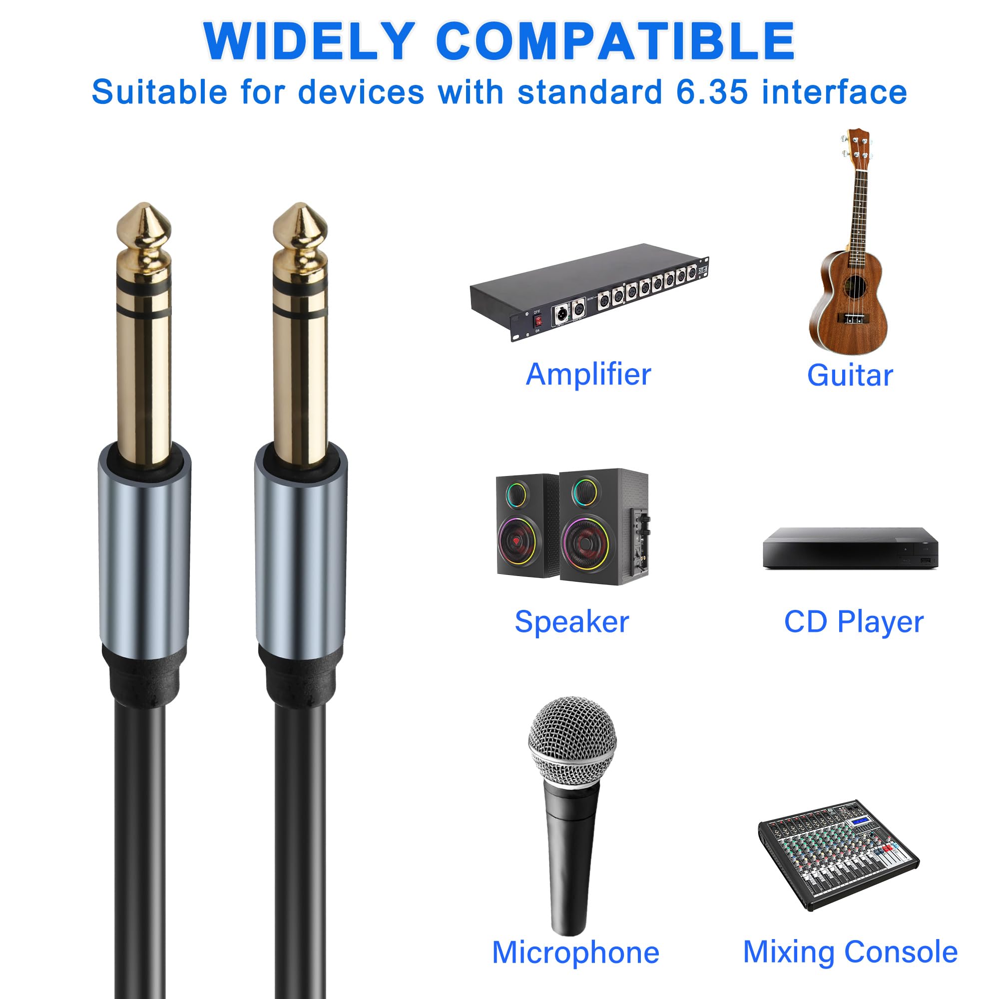 Devinal 1/4 Zoll TRS Verlängerungskabel – Rechtwinkliger Stecker Auf Buchse, 6,35 Mm Stereo, 3,5 M