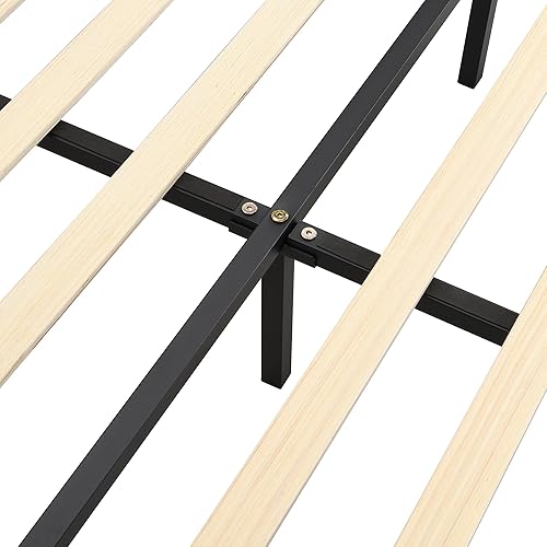 Miniatura 7 de Marco de cama flotante LED tamaño Queen  Base de cama tapizada de poliuretano tamaño Queen, marco de cama Queen con cabecero, luces LED y USB, no