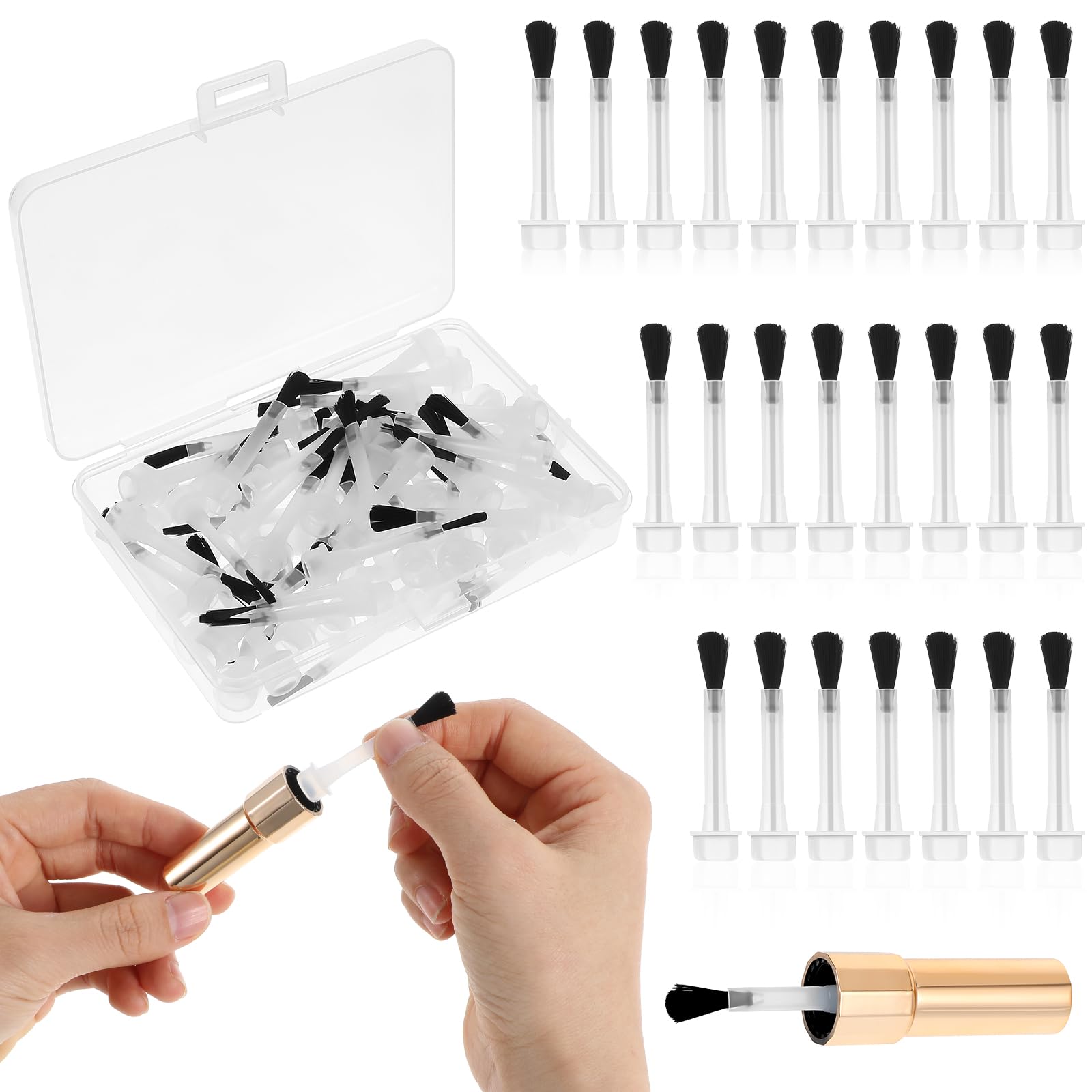 Ptwola 25pcs Disposable Dip Replacement Brush Nail Polish Brush Kit
