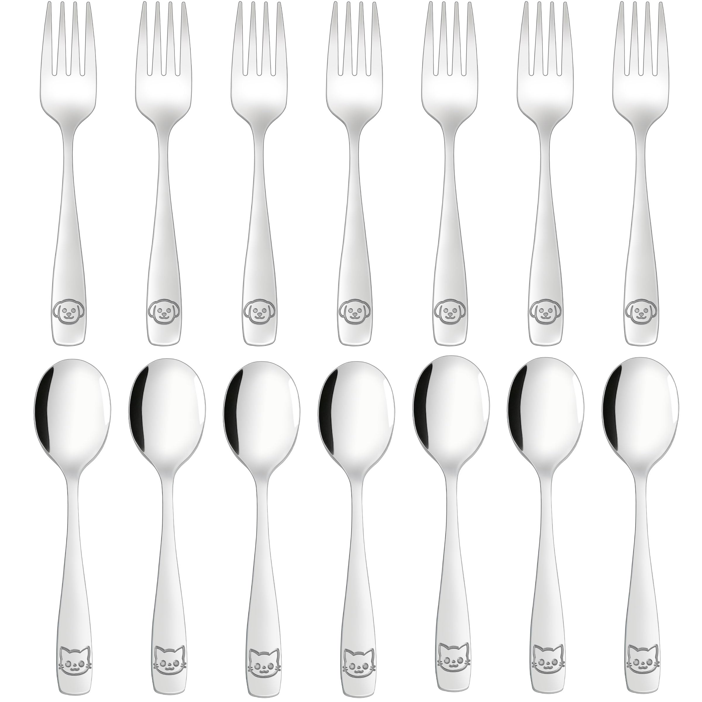 Stainless Steel Toddler Utensils Set - 14 Pcs Kids Silverware