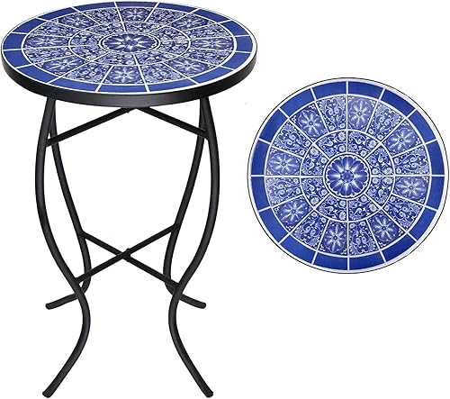 VCUTEKA Mesa auxiliar de mosaico para exteriores, mesa de centro pequeña para patio, mesa de centro para exteriores, mesa redonda para plantas de disponible en Yaxa El Salvador