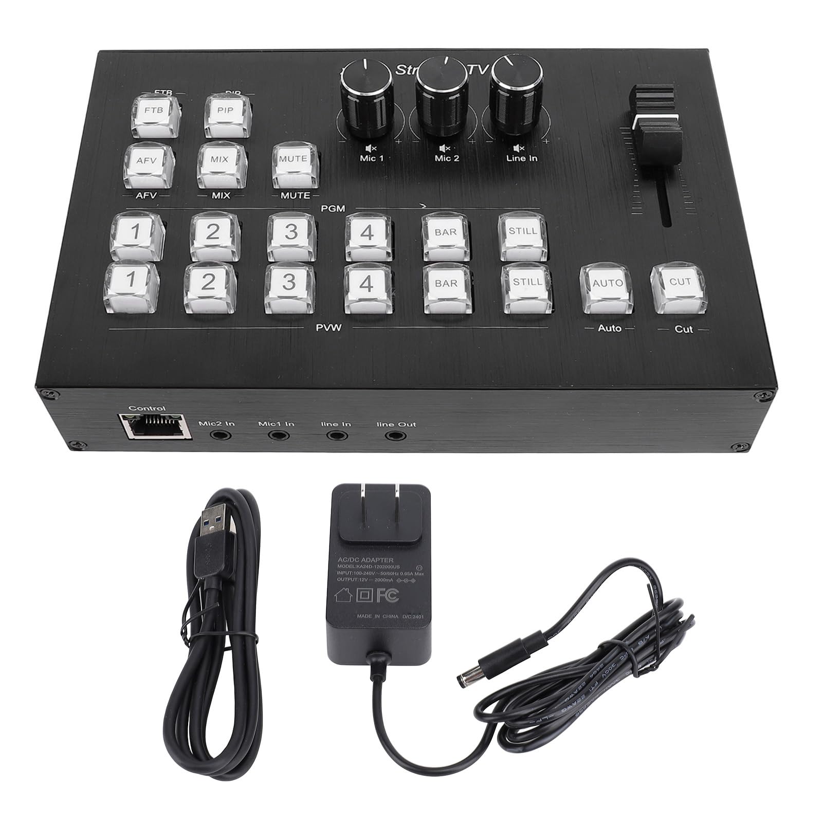 HD Multimedia Live Stream Switcher, 4 Input 2 Output, 1080P 60Hz, with Intuitive Control Panel, for Real Time Live Streaming and Events