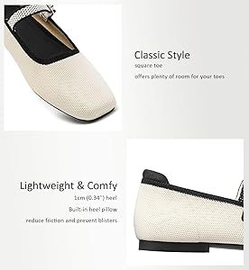 Amazon.com | Ailixcozy Ballet Flats for Women, Square Toe Mary