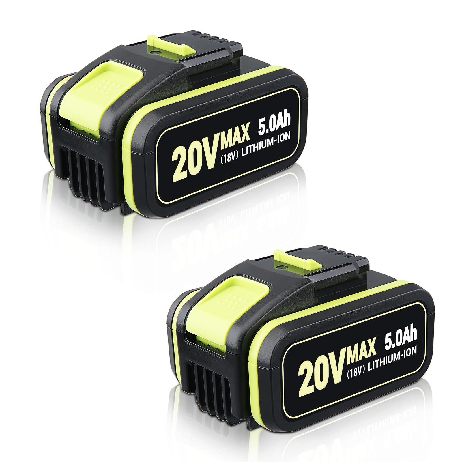 ZEERISA 20V 5.0Ah Battery Replacement for Worx Battery Compatible with WA3551 WA3553 WA3641 WG629E WG546E WU268 WX166.4 WX372.1 (LED Indicator) Cordless Power Tools - 2-Pack Li-ion — image 1