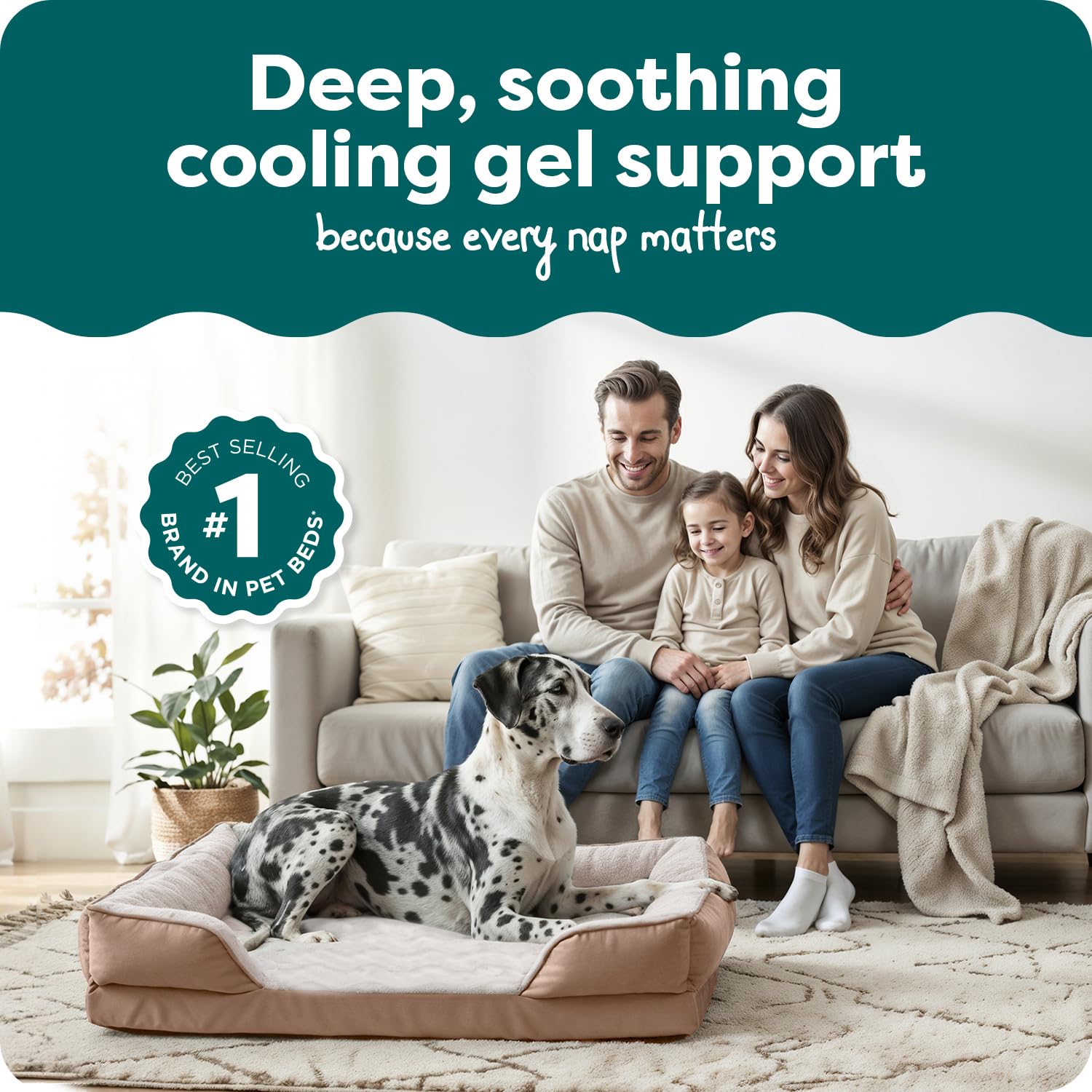 FurHaven Cama de Gel refrescante para Perros Grandes con Refuerzos extraíbles y Funda Lavable, para Perros de hasta 125 Libras, sofá cómodo Ondas de Felpa y Terciopelo, Piedra marrón,
