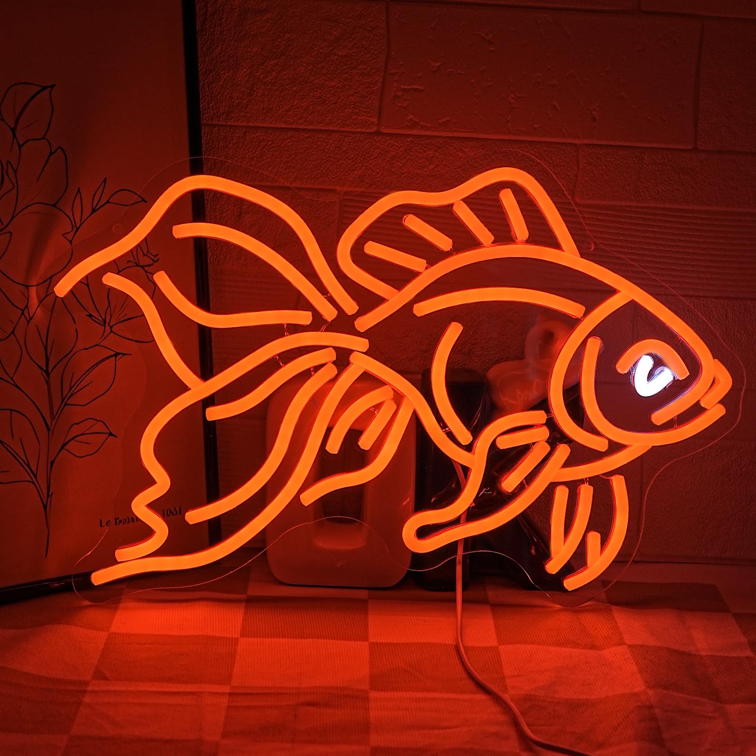 Gyaksjm Goldfish Neon Sign for Wall Decor Fish Neon Light Sign