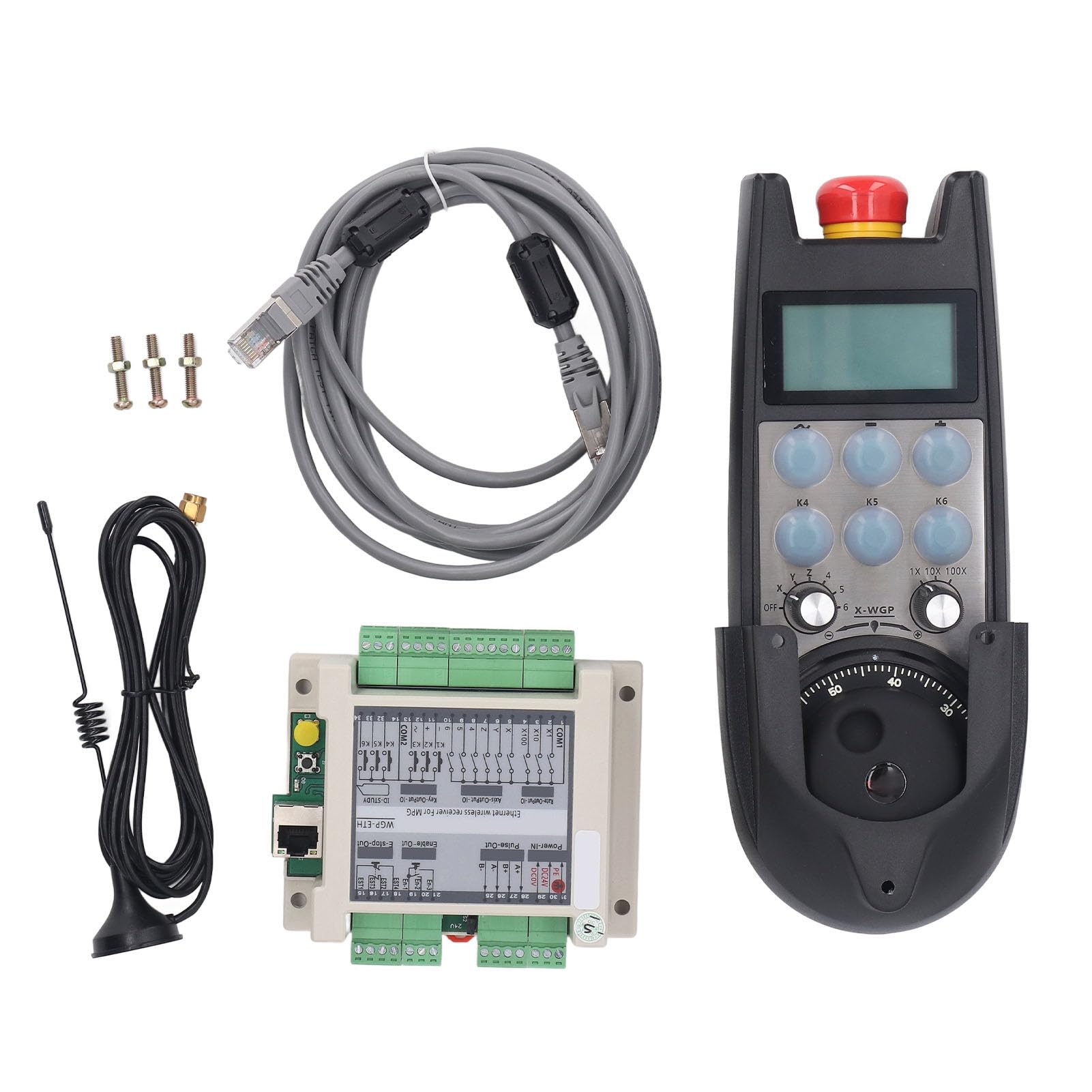 Cordless Electronic Handwheel 6 Axes 40m No Barrier Distance CNC Handwheel with Emergency Stop Cordless Manual Pulse Generator for S7 200 300 1200