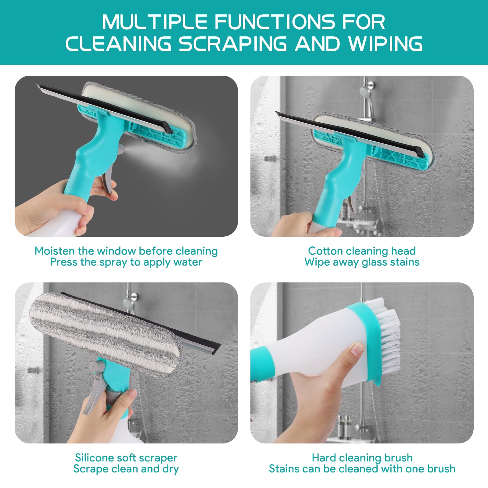 VENTDOUCE Fenêtre | Nettoyeur Vitres Télescopique | Outil Nettoyage Double Face Pour Pare-brise Voiture, Porte Douche Et Vitres