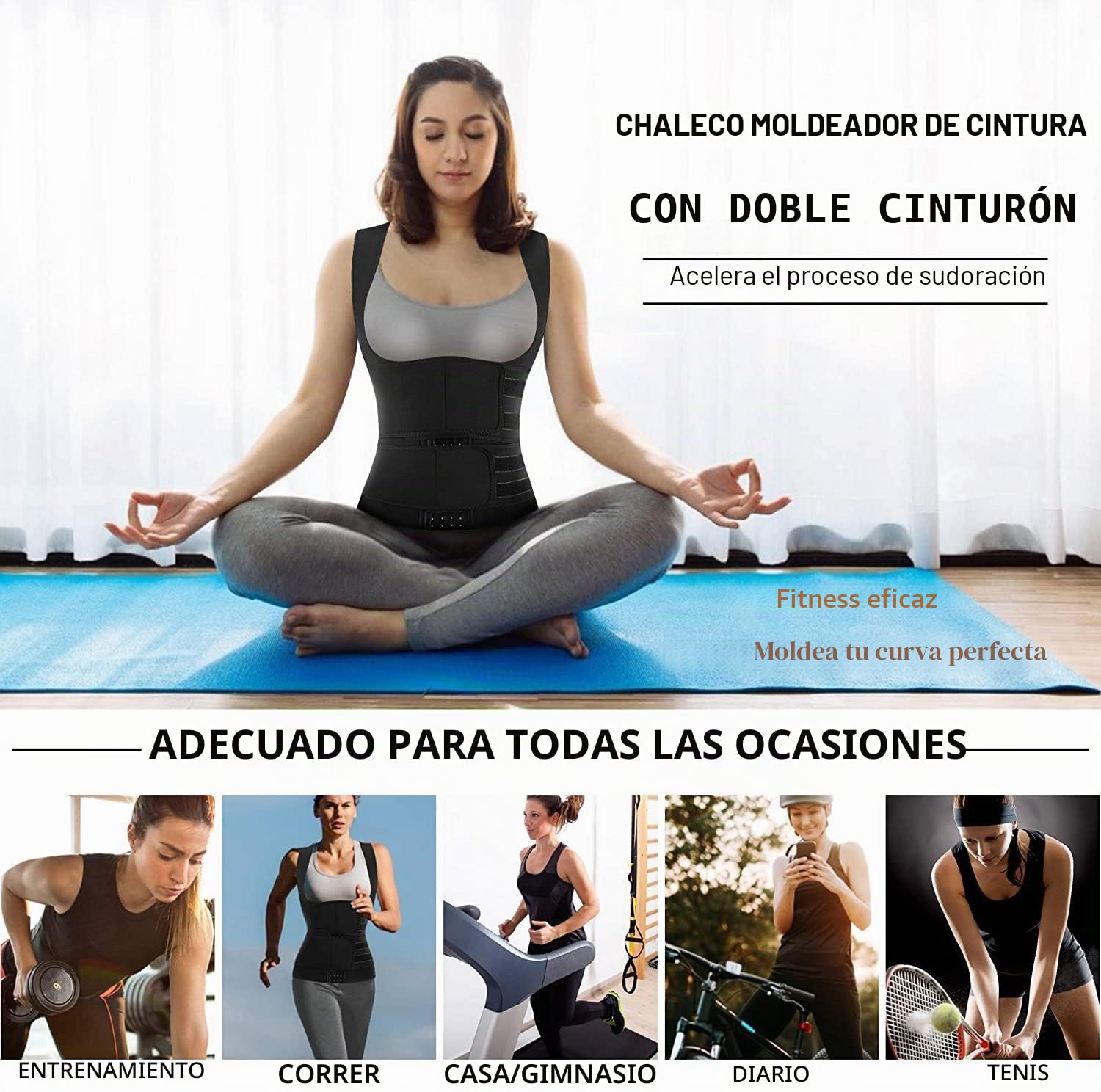 KUMAYES Fajas Reductoras Mujer Neopreno Sauna Adelgazantes Abdominal Camiseta Sudoración Compresión para Deporte Fitness Tank Top