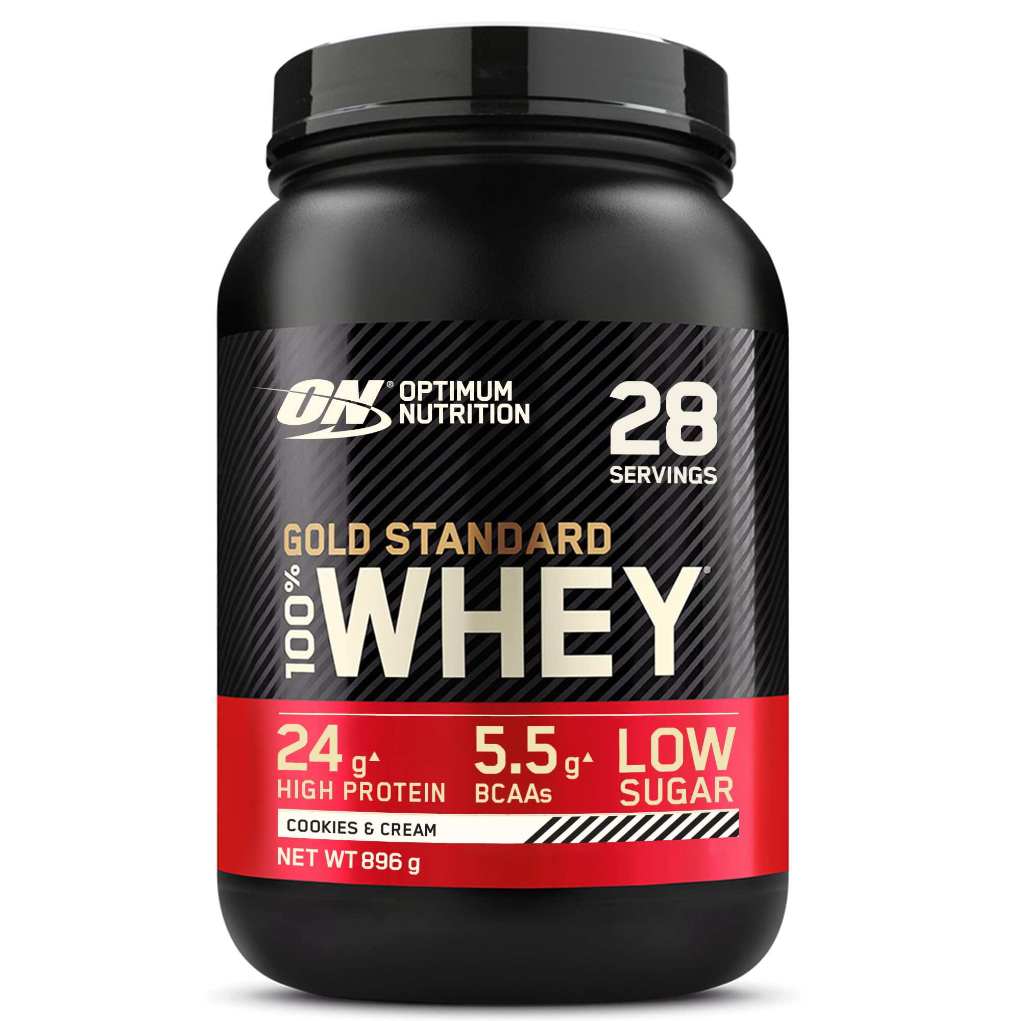Optimum Nutrition Gold Standard 100% Whey Protein Powder, Cookies & Cream, 2 Pound (Packaging May Vary)