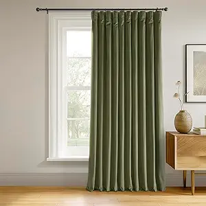 HPD Half Price Drapes Signature Velvet Thermal Blackout Curtains for Living Room 108 Inch Long (1 Panel) Rod Pocket Insulated Blackout Curtains for Bedroom Window Curtains, 100W x 108L, Hunter Green