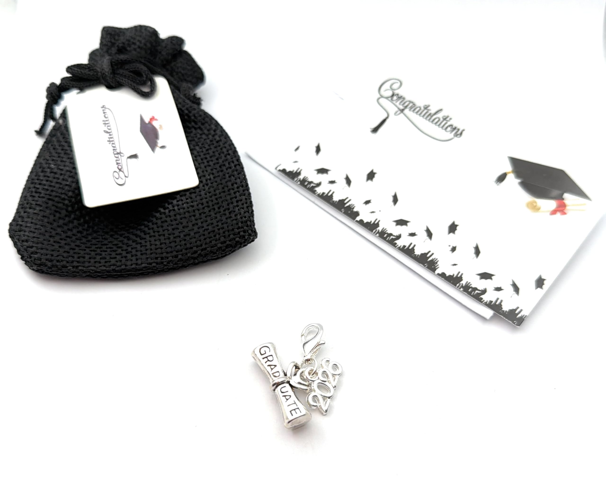 Libby's Market Place Graduation Diploma 2026 Clip on Charm with Gift Bag and Graduation Gift Card