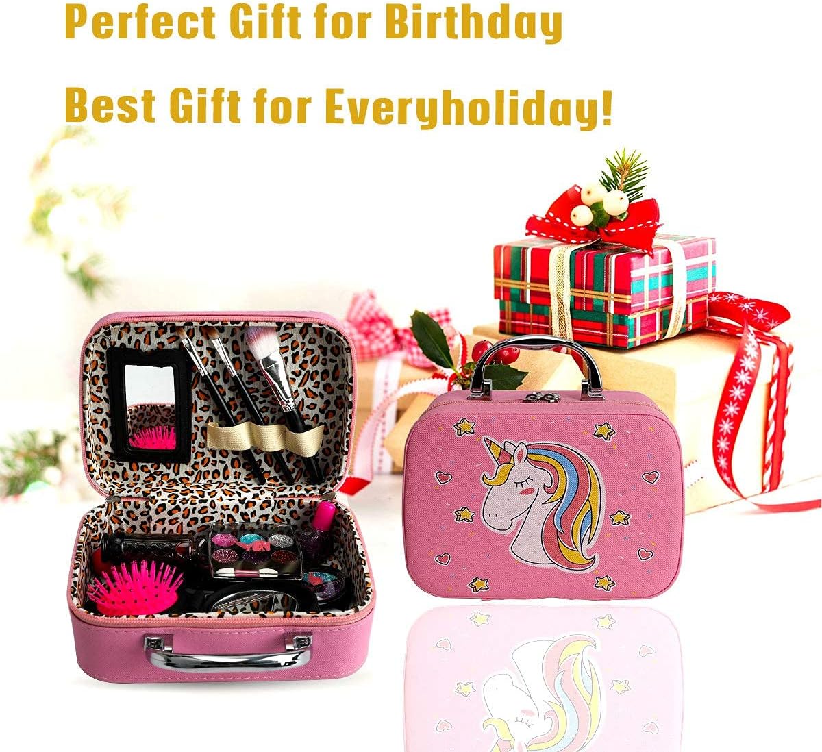 Kids Makeup Kit for Girls, Washable Makeup Kit, Real Play Kids Makeup Set Princess Play Birthday 3 4 5 6 Gift for Little Girls Toys : Toys & Games