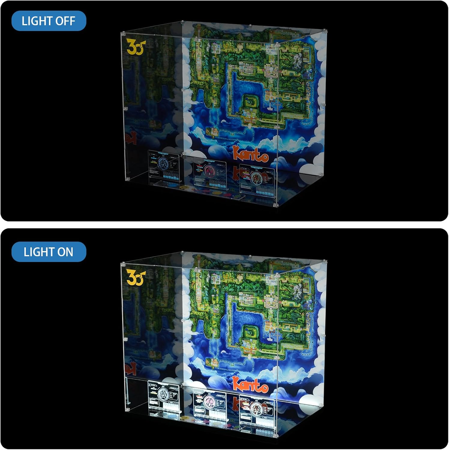 Led Acrylic Display Case Compatible with Lego 72153 Venusaur, Charizard and Blastoise Building Blocks, Lighting Dustproof Protective Storage Box, Ideal Gift for Collectors (Model not Included)