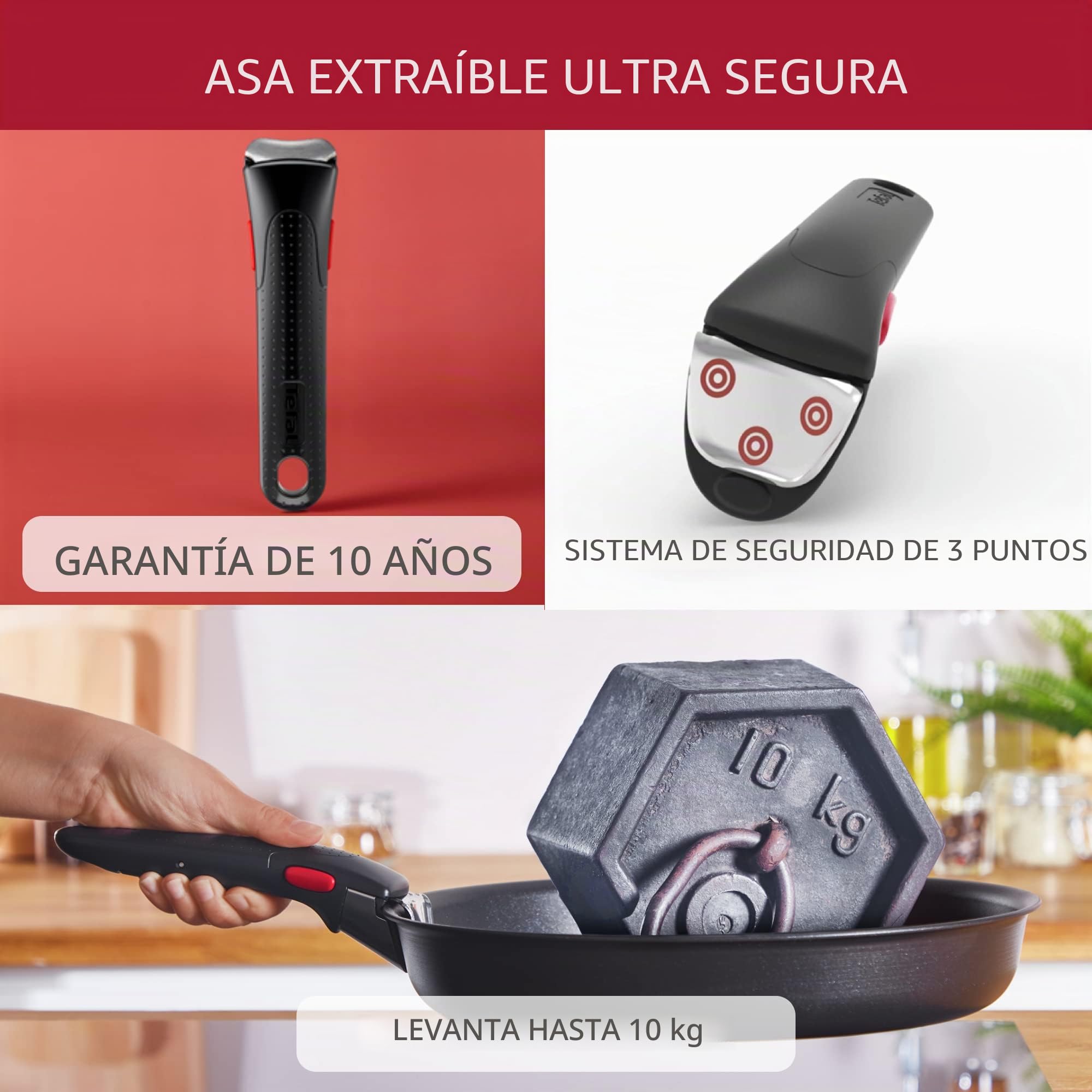 Lagostina Ingenio Essential Plus - Juego de ollas y sartenes antiadherentes de aluminio para gas y horno, 3 piezas, sartenes de 24 y 28 cm de diámetro y mango extraíble