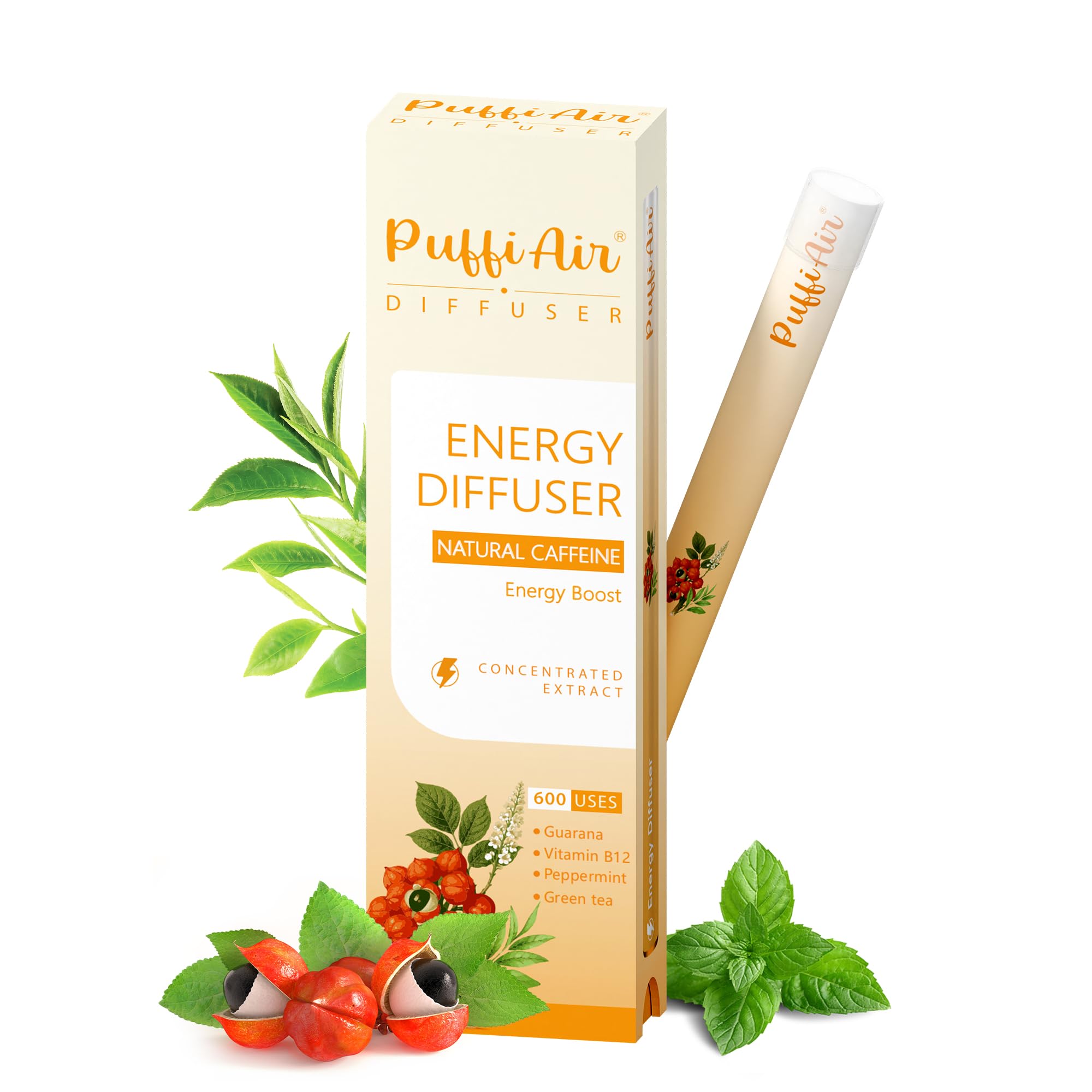 Herbal Diffuser Pen Energy Diffuser with Guarana Green Tea Extract VB12 Peppermint Menthol for Energy Boost All Natural