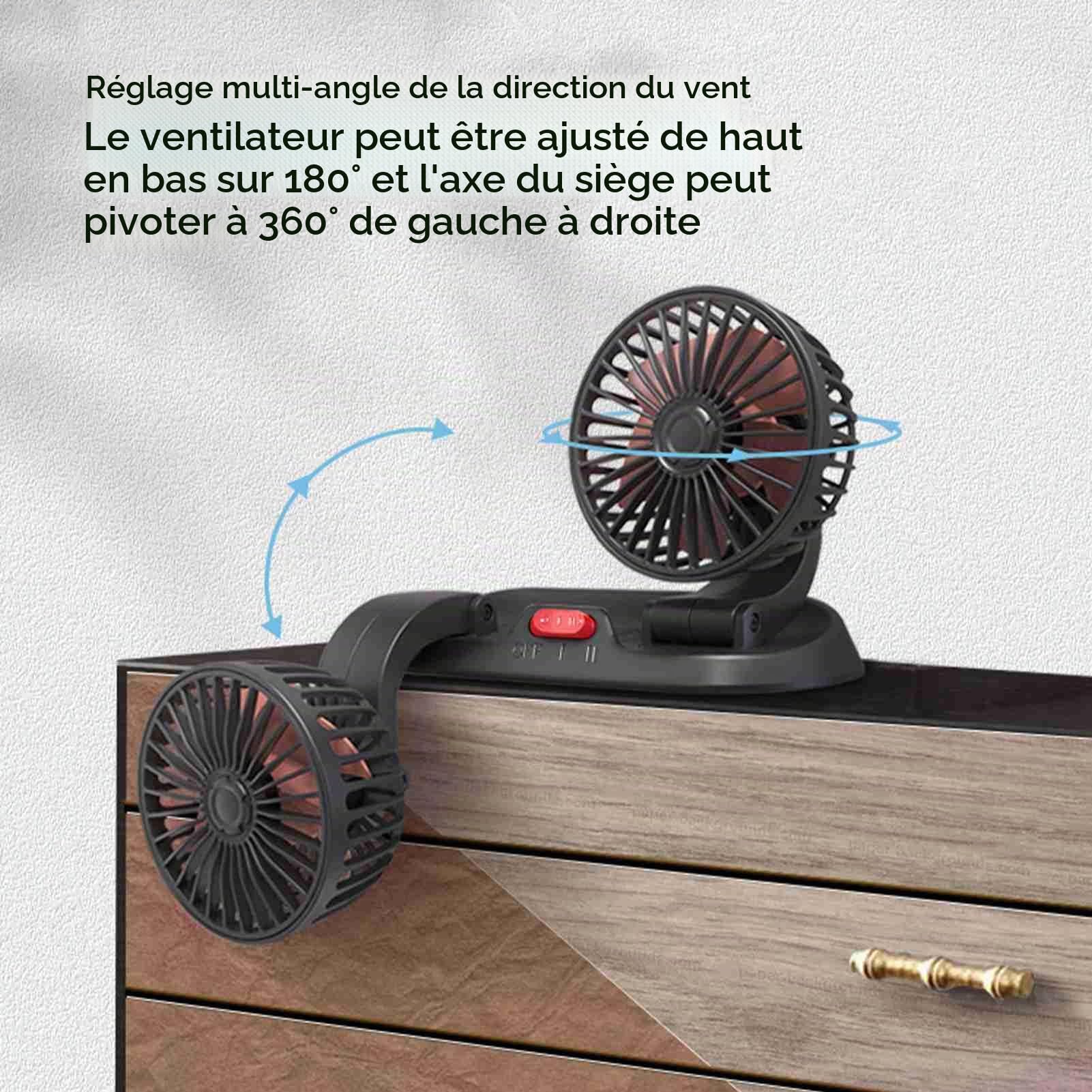 Ventilateur Voiture Ventilateur de Refroidissement de Voiture Double TêTe Connecteur Allume-Cigare RéGlable Circulateur d'air Multifonction pour VéHicules (Type 24V)