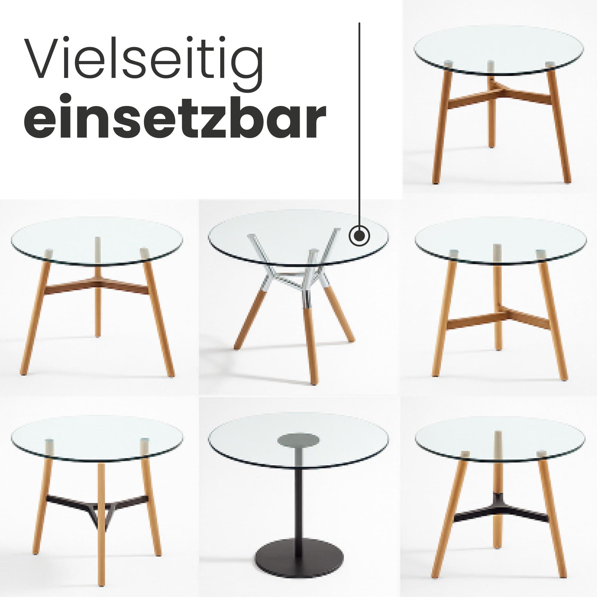 Glasplatte Rund Ø 50 cm | transparente Tischplatte aus gehärtetem ESG-Sicherheitsglas | 8 mm dick – Ideal für DIY-Projekte, Glastische und als Kamin Glasplatte