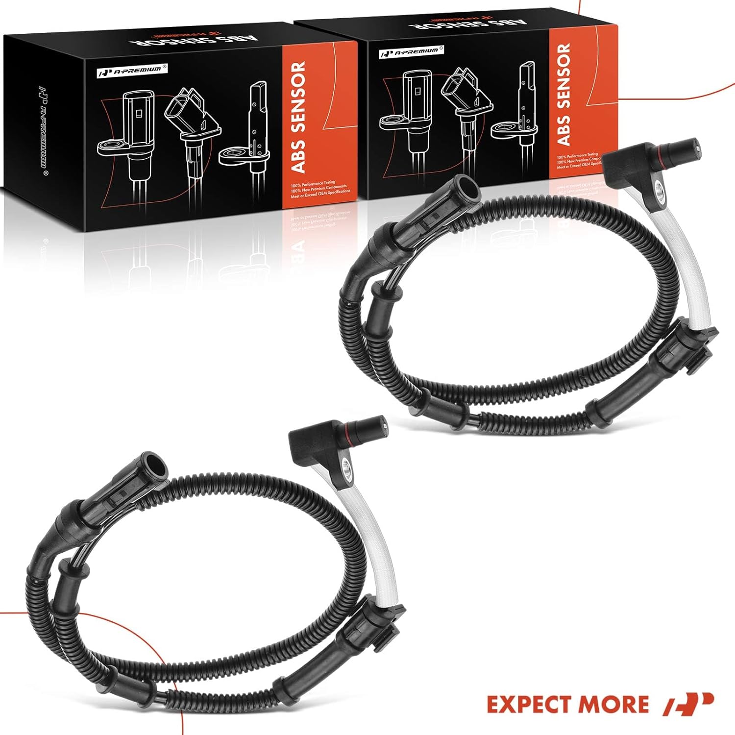 A-Premium Front Side ABS Wheel Speed Sensor Compatible with Ford & Lincoln Models - for F-150 1997-2003, F-150 Heritage 2004, F-250 1997-1999, F-350 1997, Expedition 1997-2002, 4WD