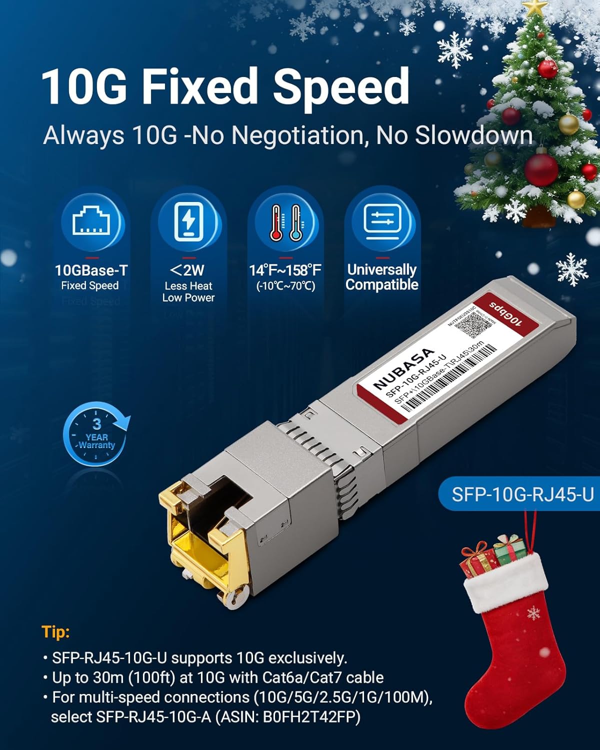 SFP+ to RJ45 Adapter | Low Power <2W | SFP+ to Ethernet Transceiver | Up to 30m, Plug-Play | for Cisco SFP-10G-T-S, Unifi UF-RJ45-10G, Netgear, and More