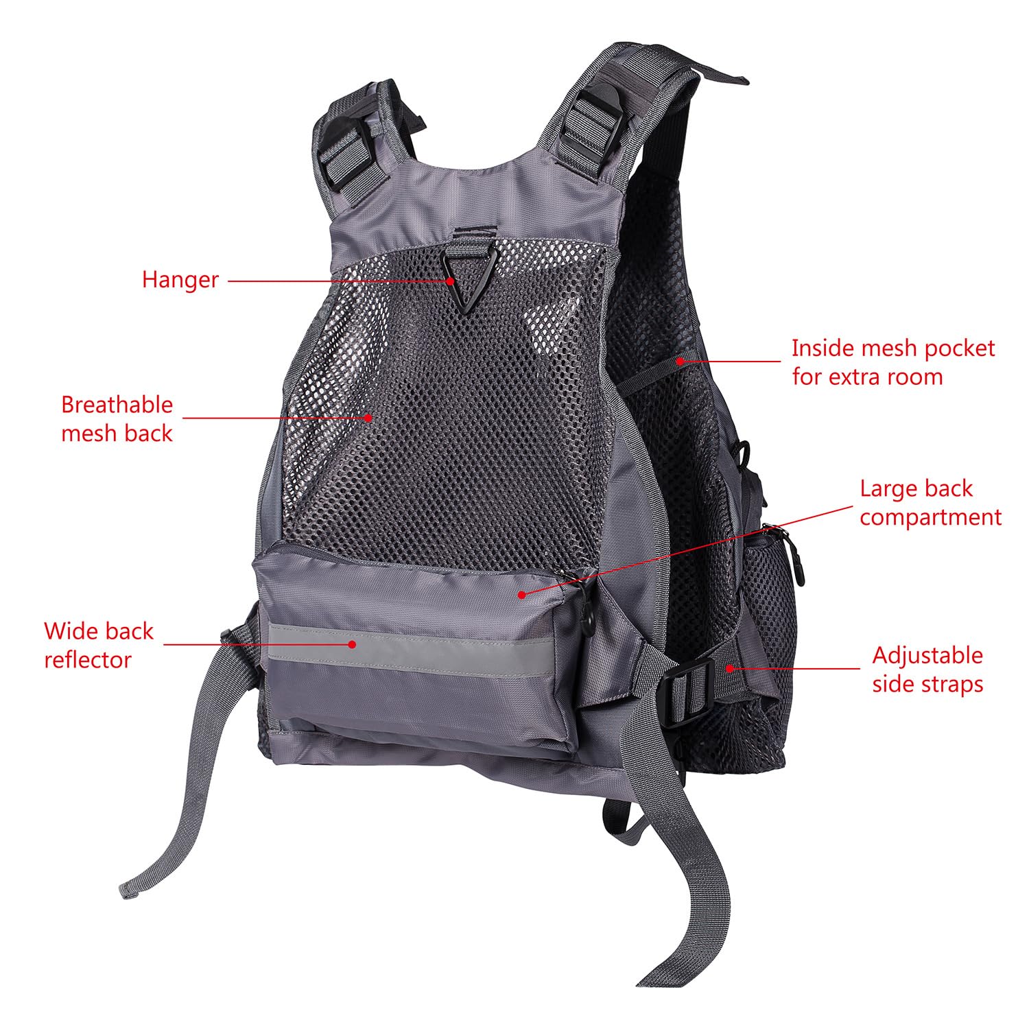 Bassdash Herren Angeln Weste Multifunktionsweste Anglerweste 20 Taschen Fliegenfischen Outdoor
