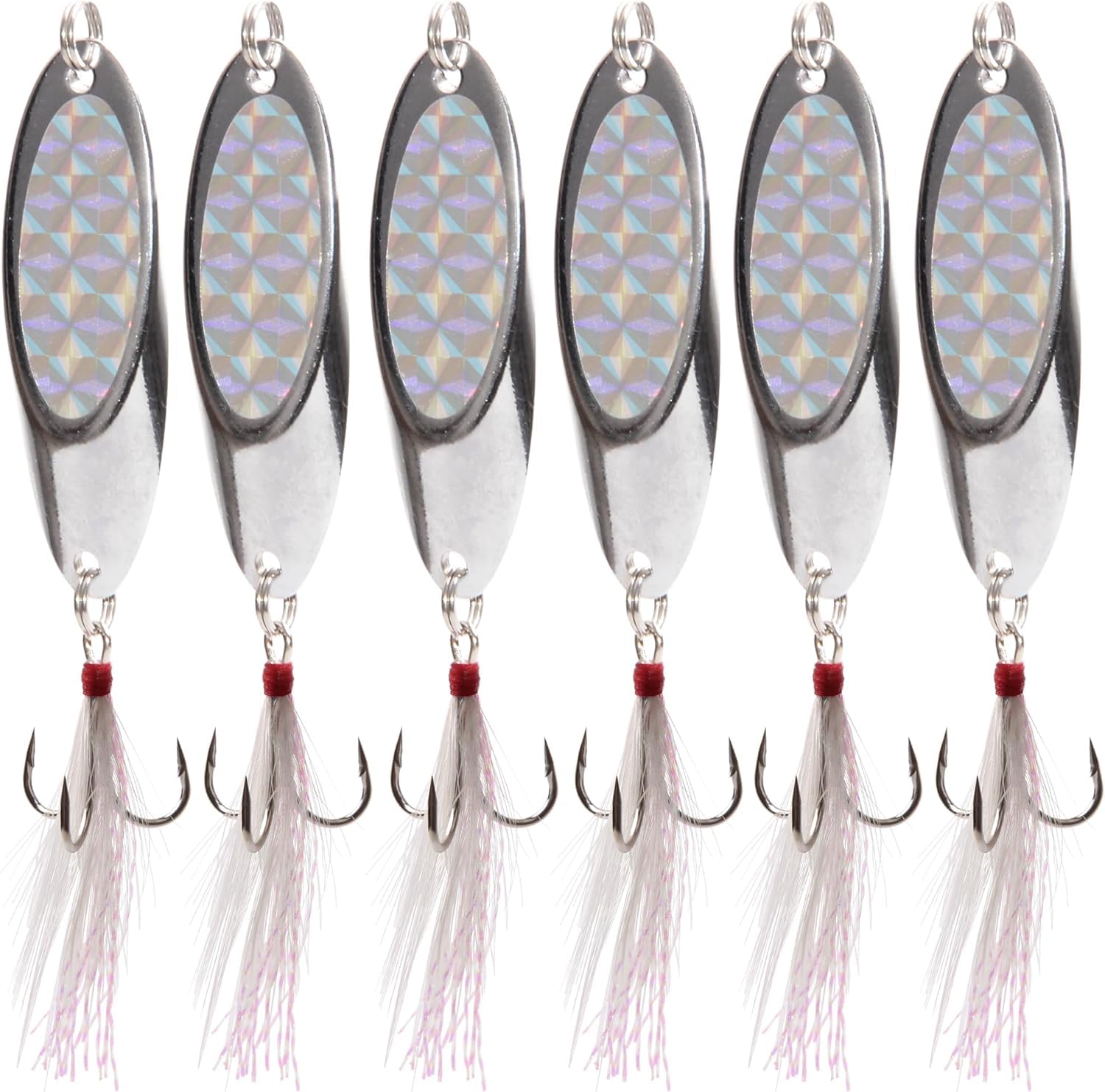 Spoon Lure Jigging Fishing Lures,Sinking Metal Luminous Spoons Hard Bait Saltwater with Treble Fishing Hooks for Salmon Bass Fishing Tackle