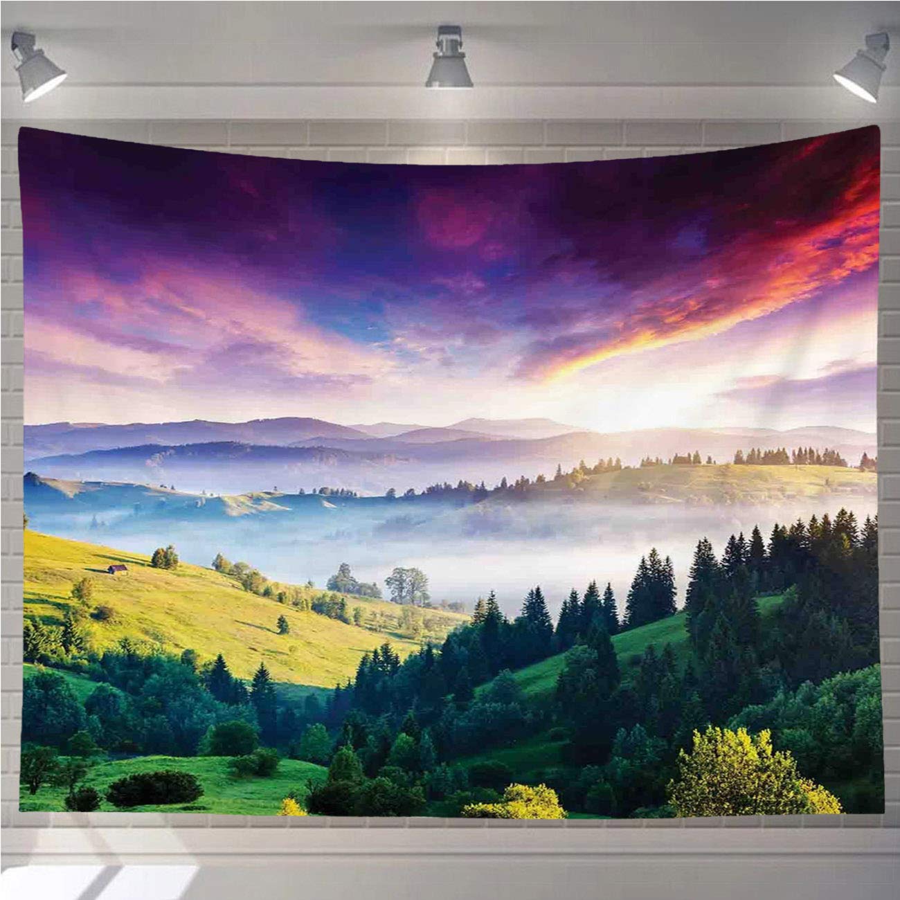 OTTOSUN Nature Tapestry Wall Hanging,Europe Nature Majestic Carpathian Mountain in Ukraine Forest Landscape,Wall Art for Living Room Bedroom Home Decor,60x40 in