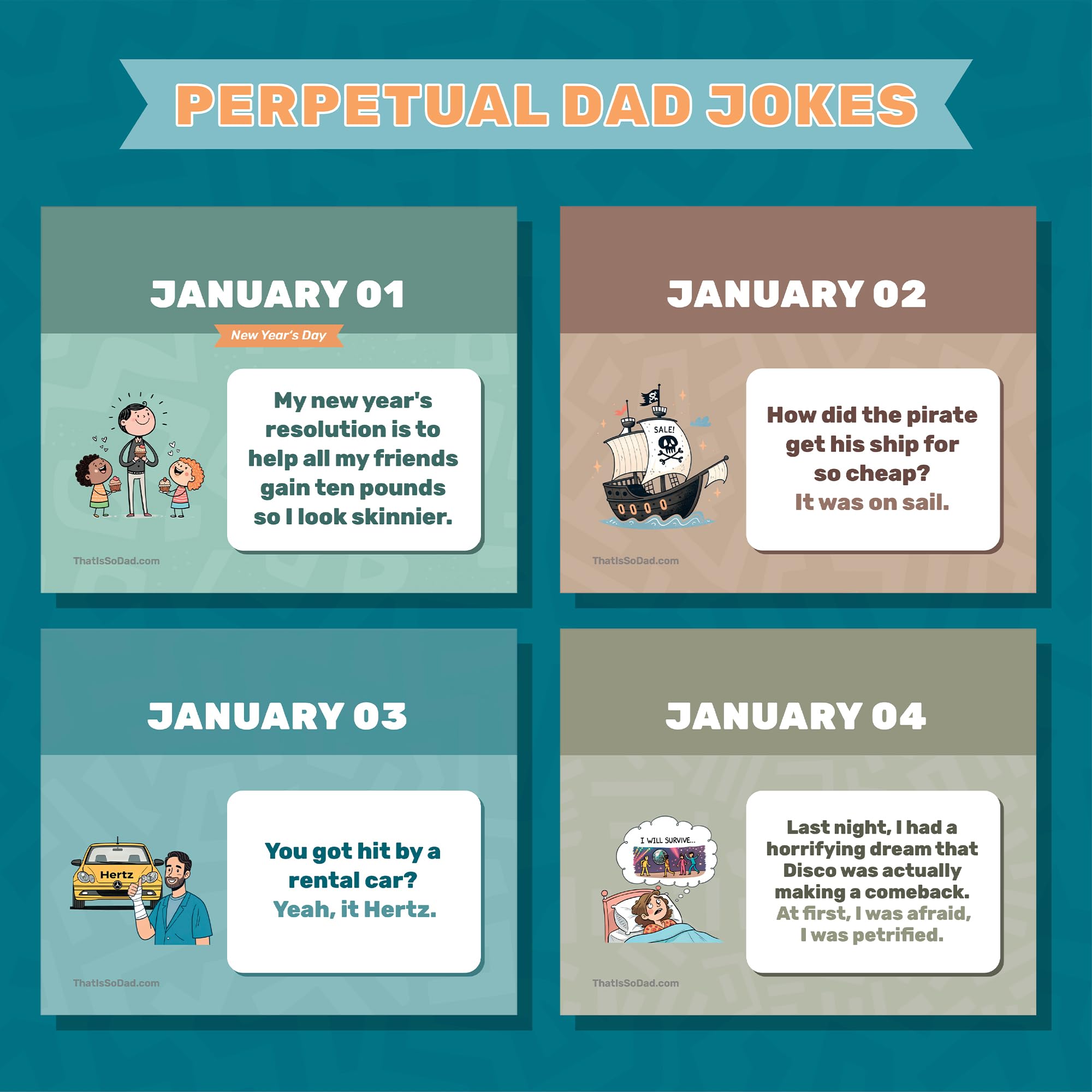 Calendario de pared 2025 de Thats So Dad: 12 meses de bromas de papá, citas divertidas y momentos memorables para el día del padre (calendario 2026)