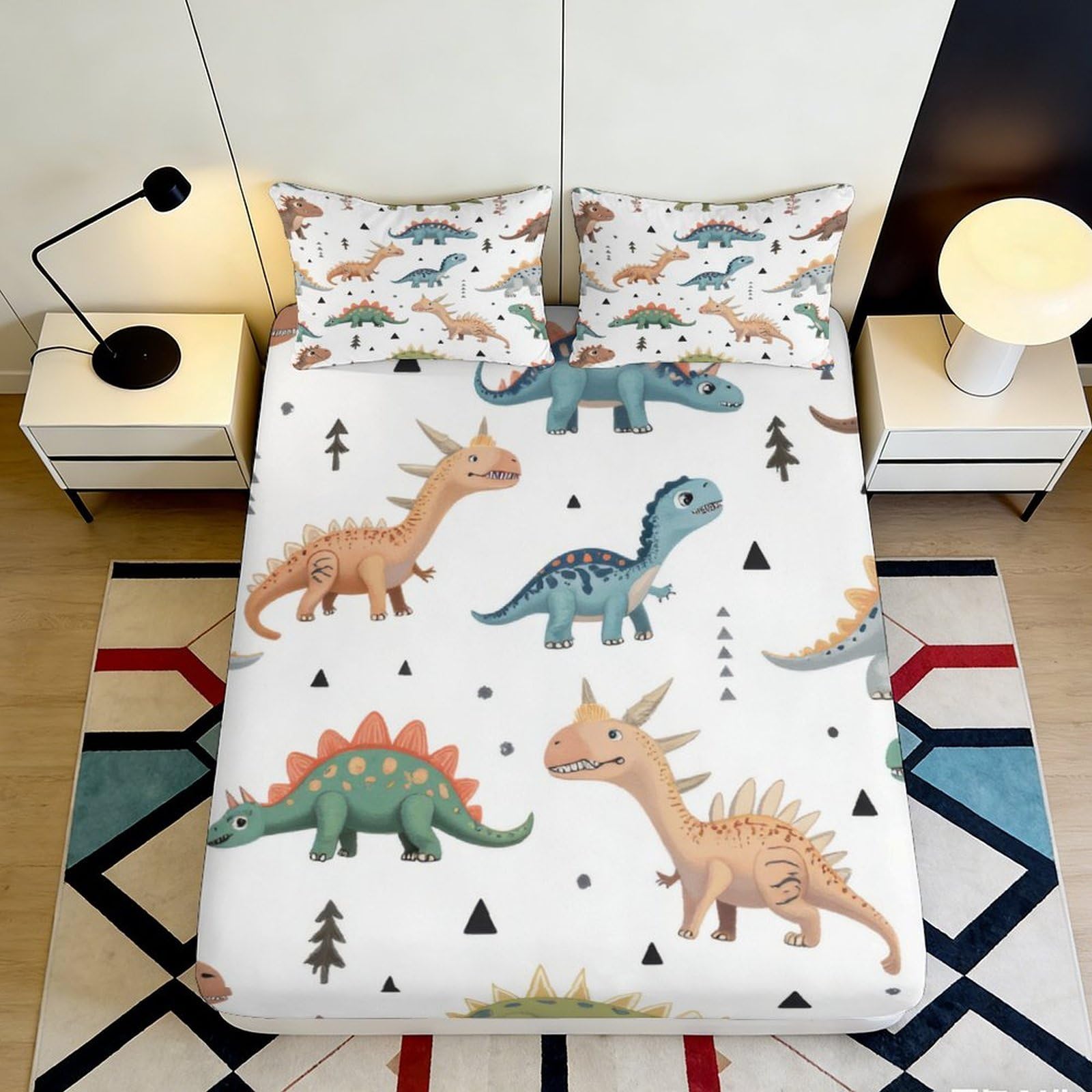 Pnayamiorkfel Style-5 3D Printed Dinosaur Jungle Fitted Sheet Microfiber Soft Mattress Cover For Bedroom Dorm Decorative Protection 90X200x25cm
