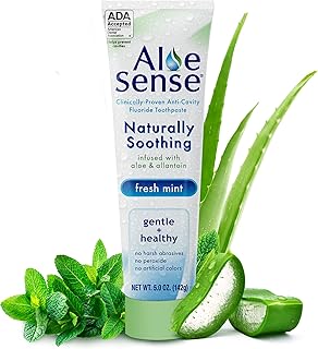 Fluoride Toothpaste, Naturally Soothing Toothpaste Sensitive Teeth and Gum Care with Aloe Vera, Allantoin & Fresh Mint Flavor, Gentle & Natural Toothpaste, ADA Approved (5-oz, 1 Count)