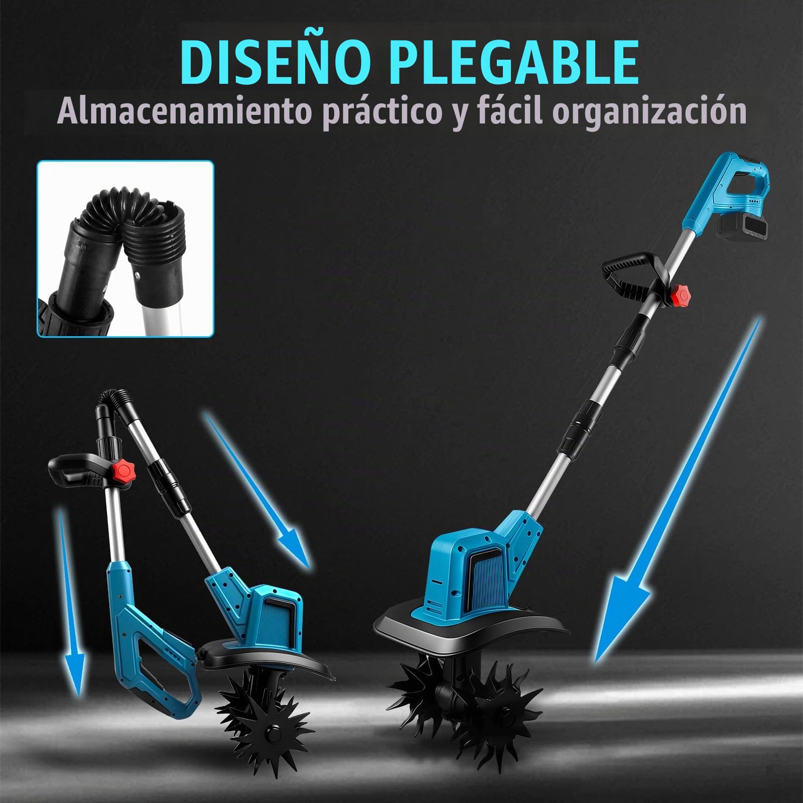 Motocicleta eléctrica para batería Makita 18 V, Motoazada Bateria con Rodillo Doble 4 Cuchillas, 330 RPM, 20 cm de Ancho y 15 cm de Profundidad, Motoazada para Huertos y Patios (sin batería)