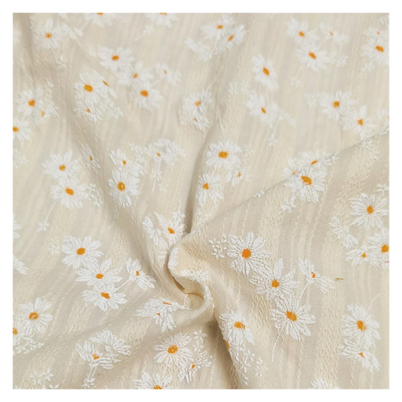 Tissu Coton Floral Brodé – 148 Cm De Large, Idéal Pour Robes Ou Coussins DIY