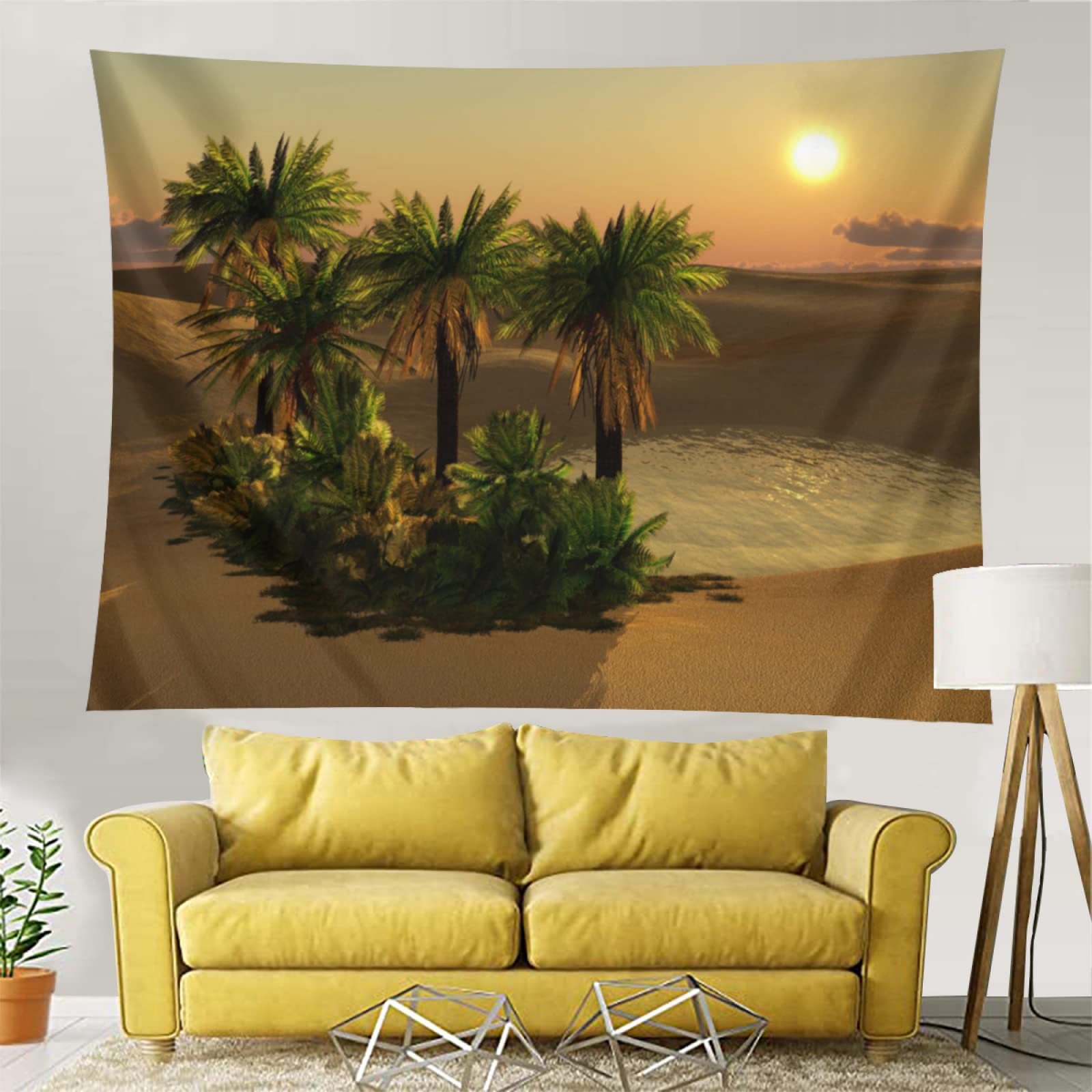 TropicalLife Desert Oasis Pattern Wall Tapestry Wall Hanging Tapestry Daily Decorative Tapestry for Living Room Bedroom Dorm, Wall Art, Large 60 x 80 Inches