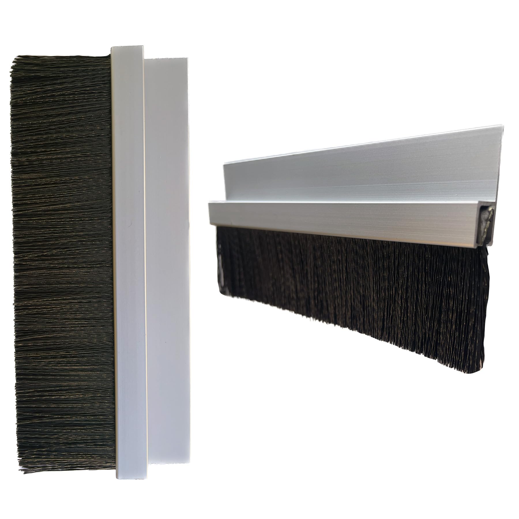 JaCor Heavy-Duty 1.5 in. Nylon Brush Seal Weatherproofing, 1.5 in. Brush Seal x 1.2 in. Straight Holder x 8 ft Long