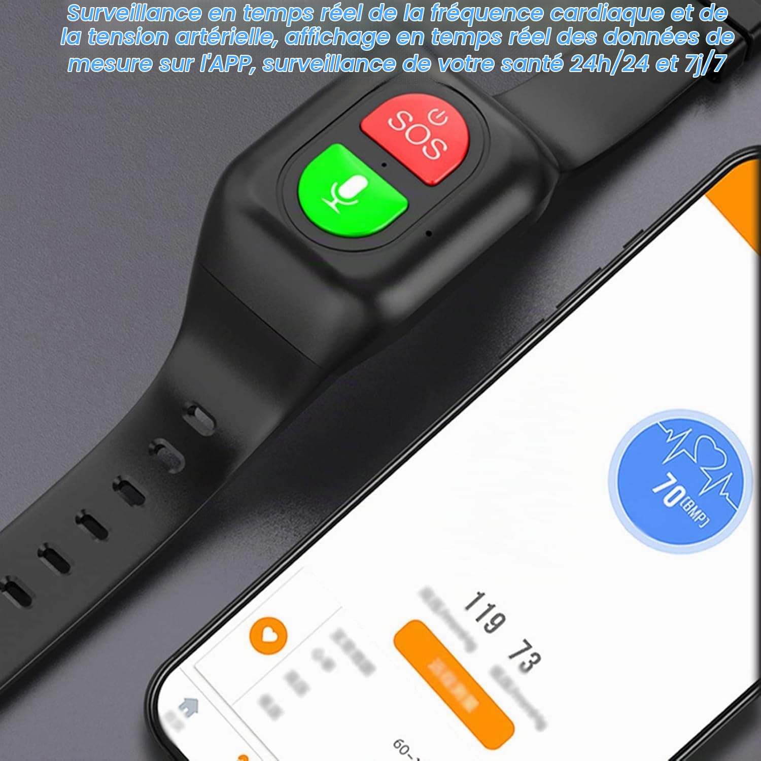 Montre connectée 4G pour seniors, montre intelligente avec alarme et rappel, alerte automatique en cas de chute avec bouton d'urgence SOS, localisation GPS et appel vocal, pour les personnes atteintes