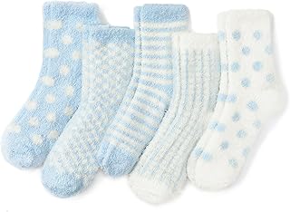 Azue Fuzzy Warm Slipper Socks Women Super Soft Microfiber Cozy Sleeping Socks 6 or 5 Pairs