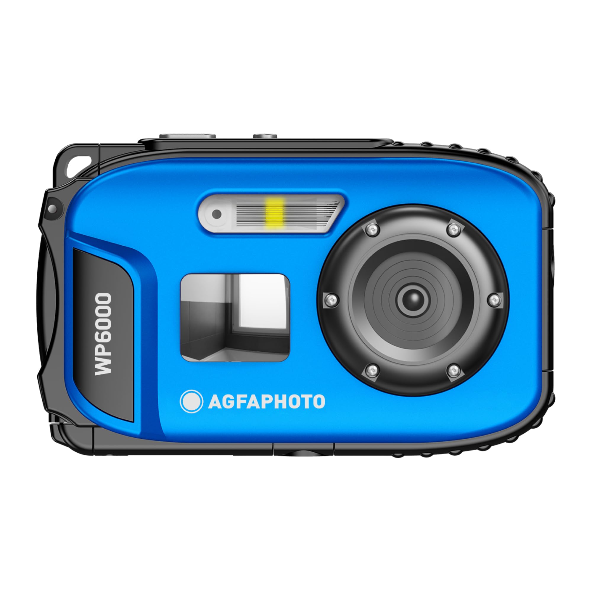 AGFA PHOTO Realishot WP6000 - Fotocamera digitale impermeabile, 3 m/10 piedi, 18 MP, video HD, schermo LCD da 2,4”, zoom digitale 16x, autofocus, specchietto per selfie, batteria al litio - Blu