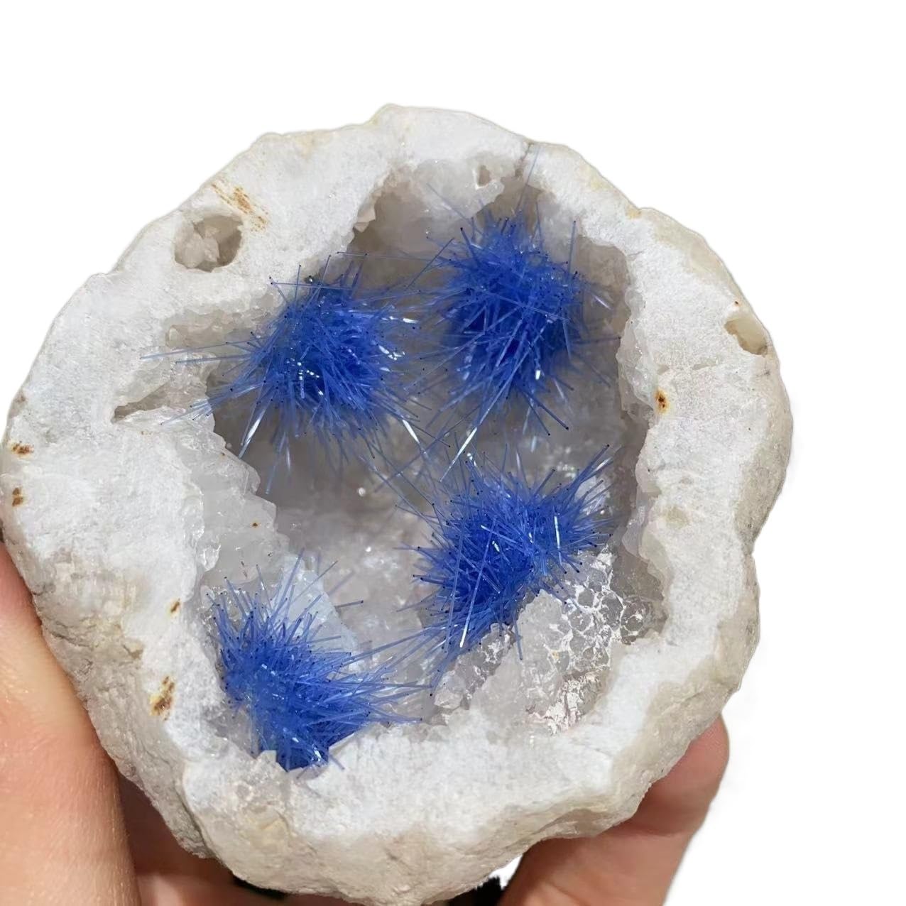 AARTERZZA 1pc 210-300g White Agate Crystal Cluster Goethite Symbiotic Quartz