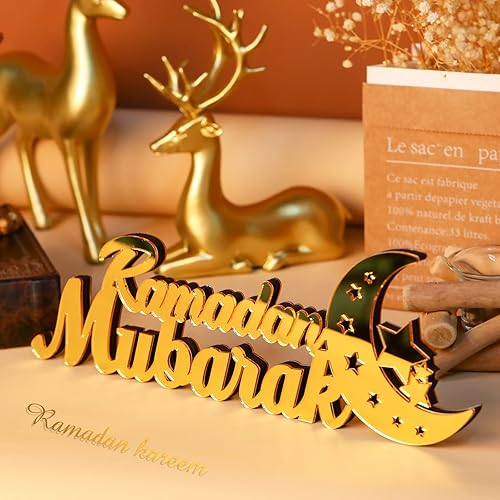 Miniatura 4 de Decoración de mesa islámica Ramadán Mubarak Letrero de Ramadán Kareem Decoración islámica Decoración del Hogar Regalos de Ramadán Letra de Madera