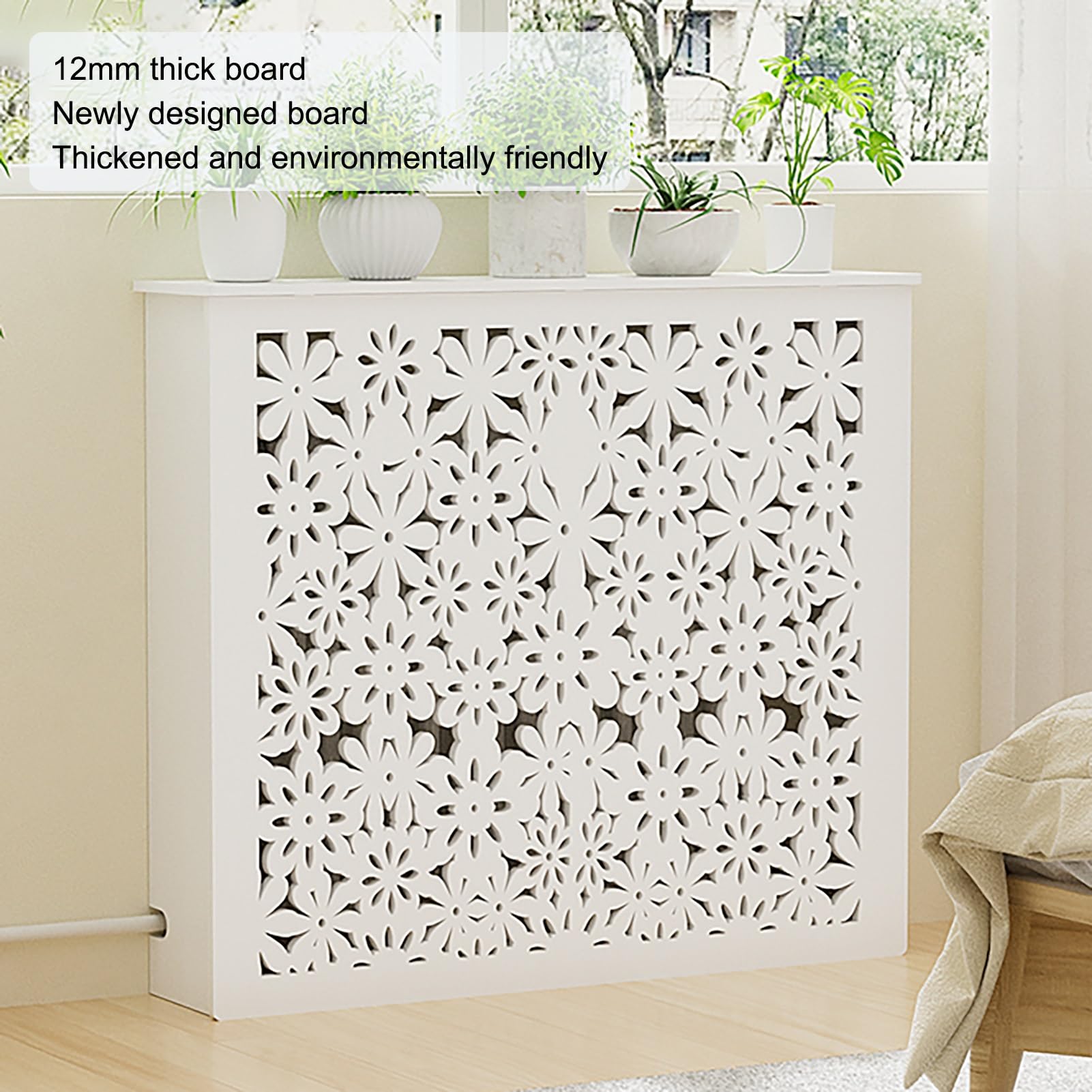 Wall Mounted Radiator Covers, Heating Cabinet Shelf Radiator Cover, Wood Ultra-thin Radiator Shelf, Horizontal Slatted Modern Decorative Cabinet, Radiator Cover Suitable For Recessed Use(80*90cm/31.5