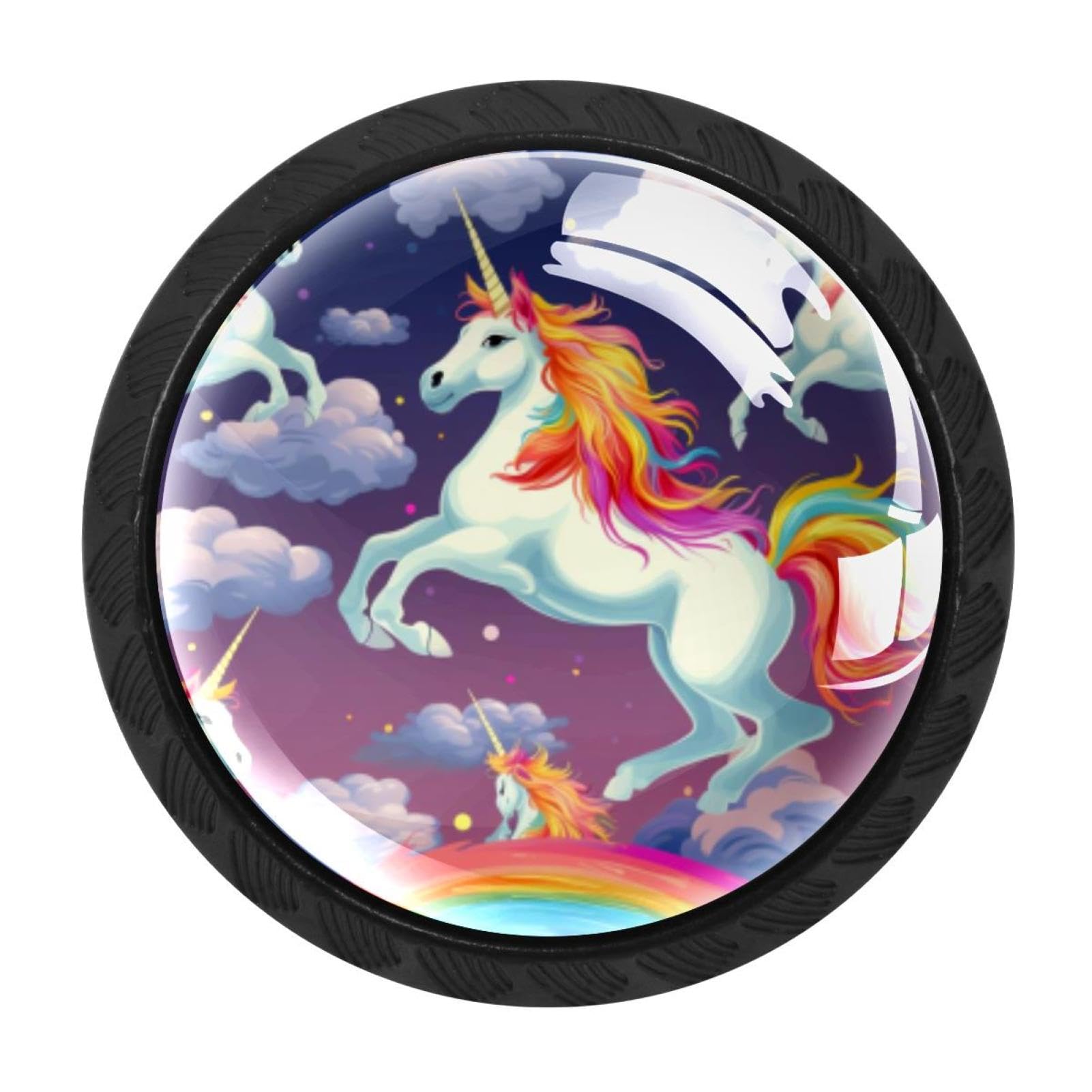 Chenzzzz Multicolored 02 4 Pack Black Rainbow Unicorn Cabinet Pulls Kitchen Cabinet Handles Ideal For Cabinet,Drawer,Cupboard And Wardrobe
