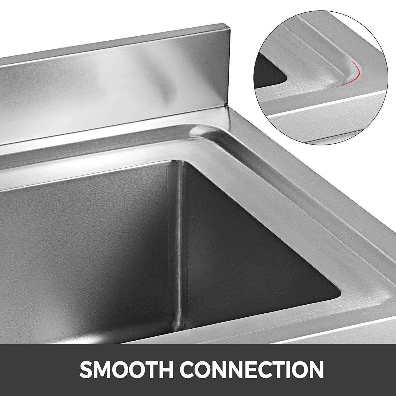 Lavello da Cucina in Acciaio Inox 100 x 60 x 83,5cm, Lavelli in Acciaio con Vasca 40 x 40 x 25cm, Lavello 1 Vasca 1 Pannello Inox 201, Lavello Cucina con Mobile per Casa Ristorante Bar Mensa